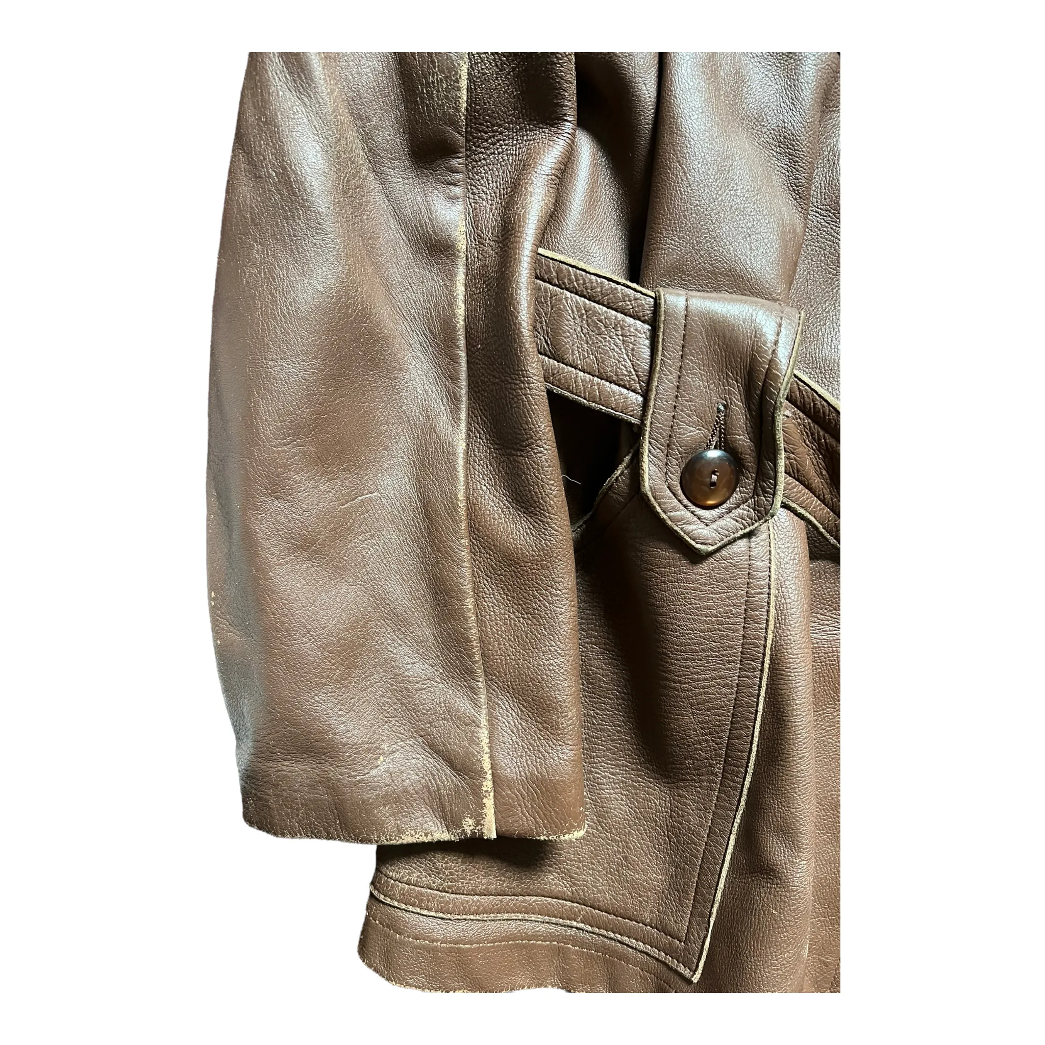 1970s Leather Trench Coat Size 46