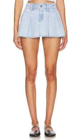 Abrand Pleated Mini Skirt in Blue