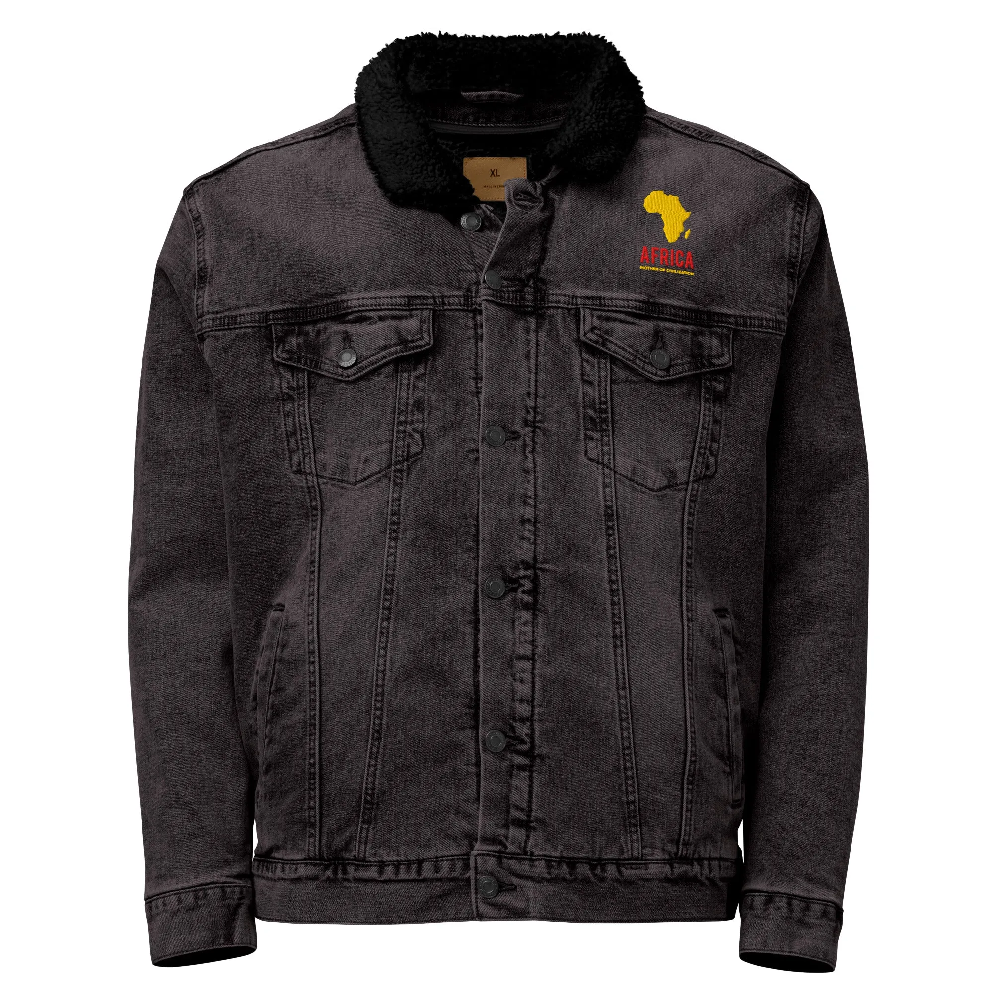AFRICA - MOTHER OF CIVILIZATION Unisex Denim Sherpa Jacket