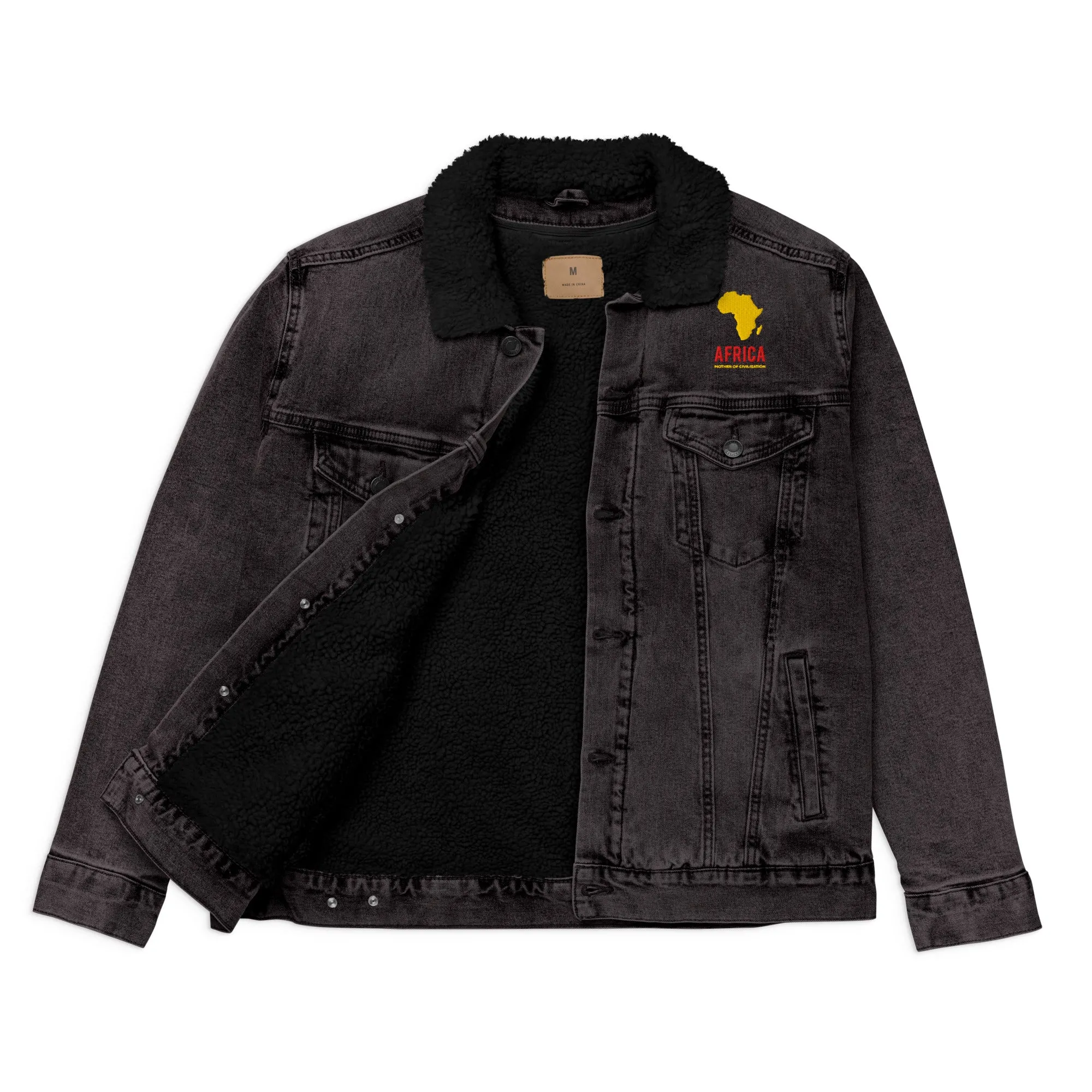 AFRICA - MOTHER OF CIVILIZATION Unisex Denim Sherpa Jacket
