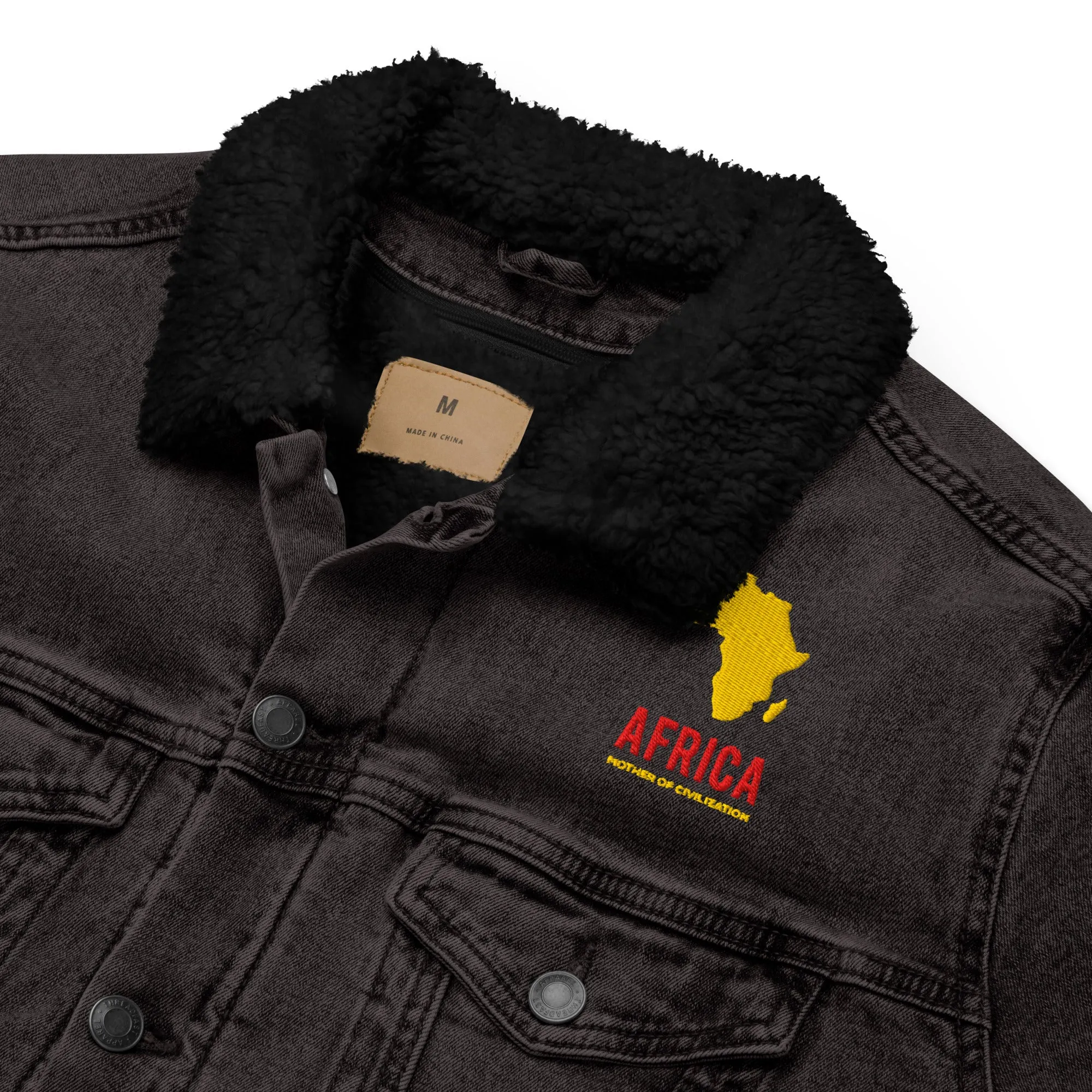 AFRICA - MOTHER OF CIVILIZATION Unisex Denim Sherpa Jacket