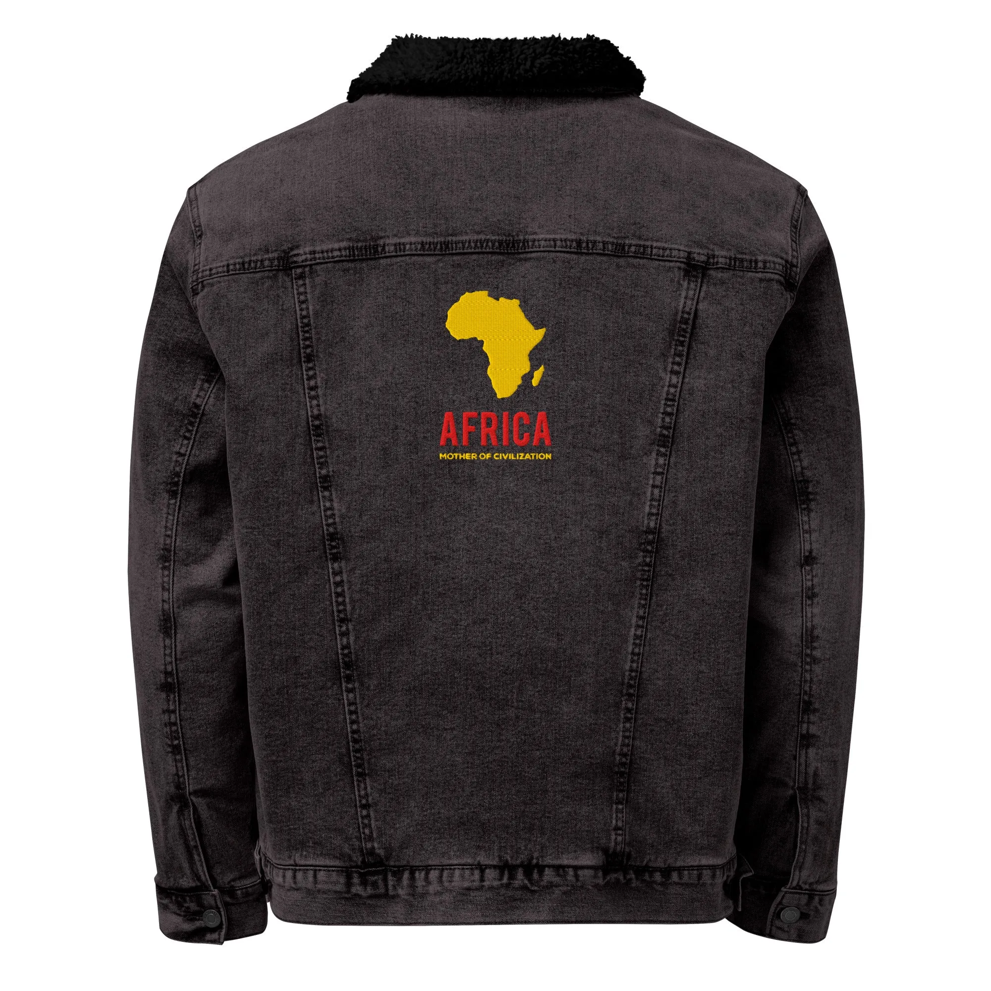 AFRICA - MOTHER OF CIVILIZATION Unisex Denim Sherpa Jacket