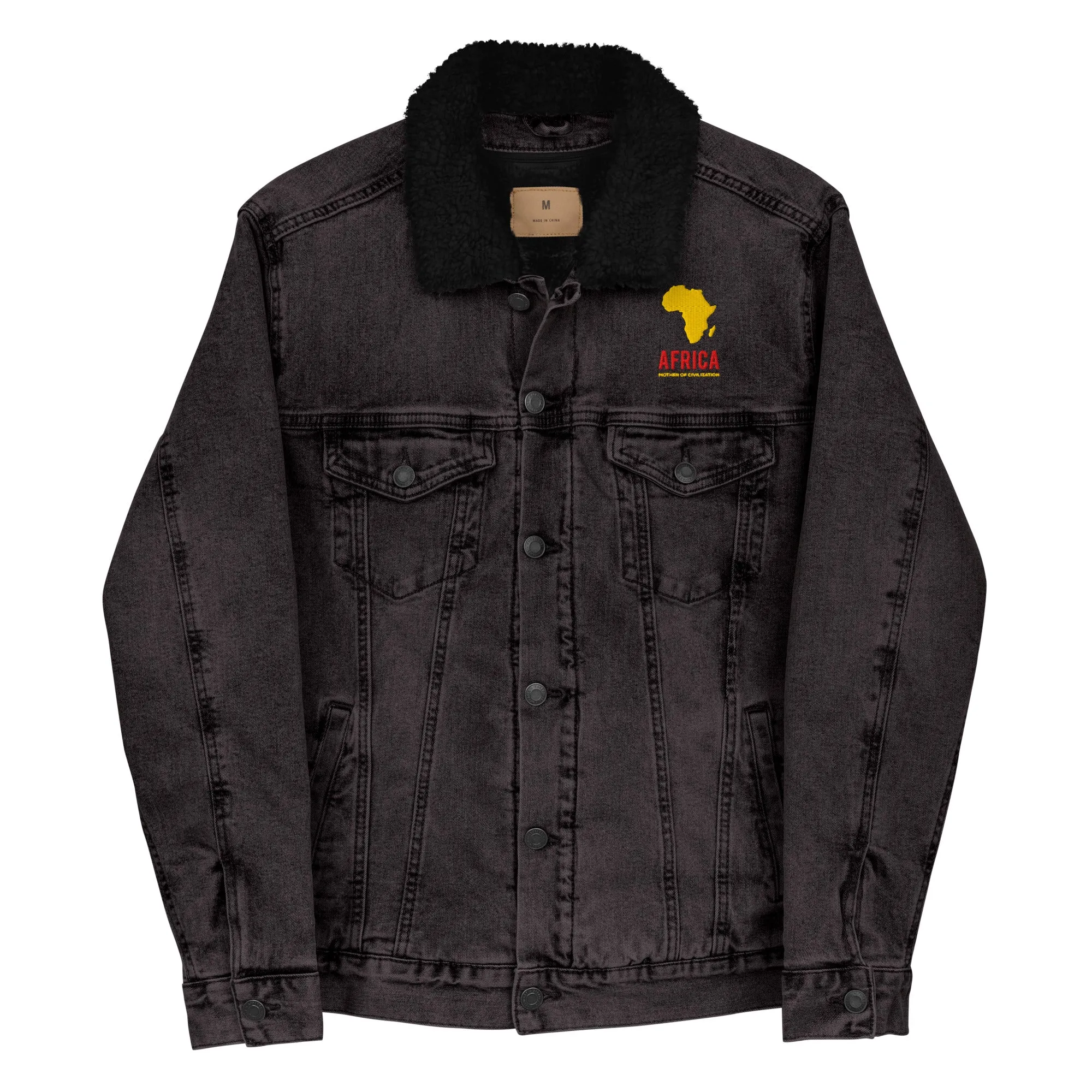 AFRICA - MOTHER OF CIVILIZATION Unisex Denim Sherpa Jacket