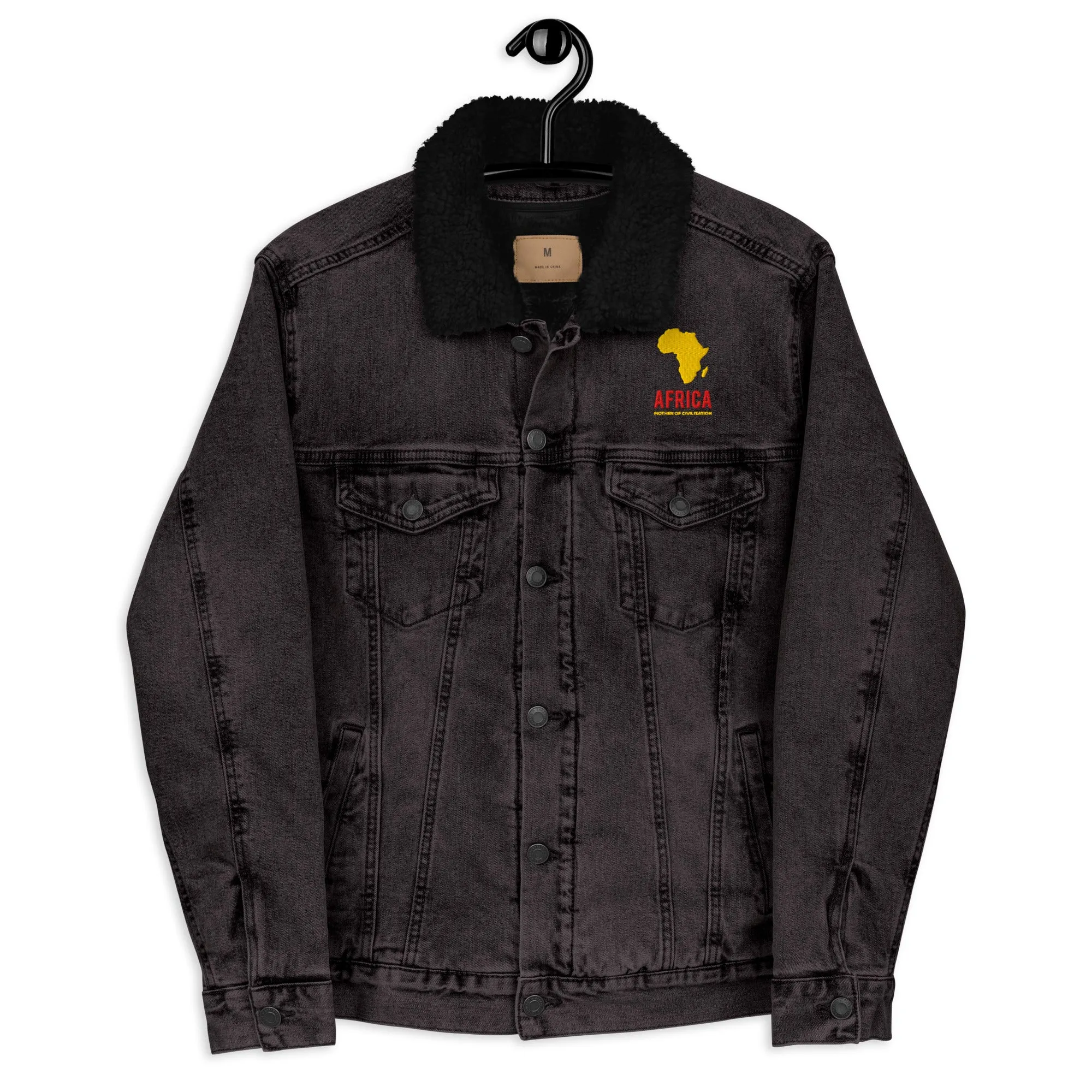 AFRICA - MOTHER OF CIVILIZATION Unisex Denim Sherpa Jacket