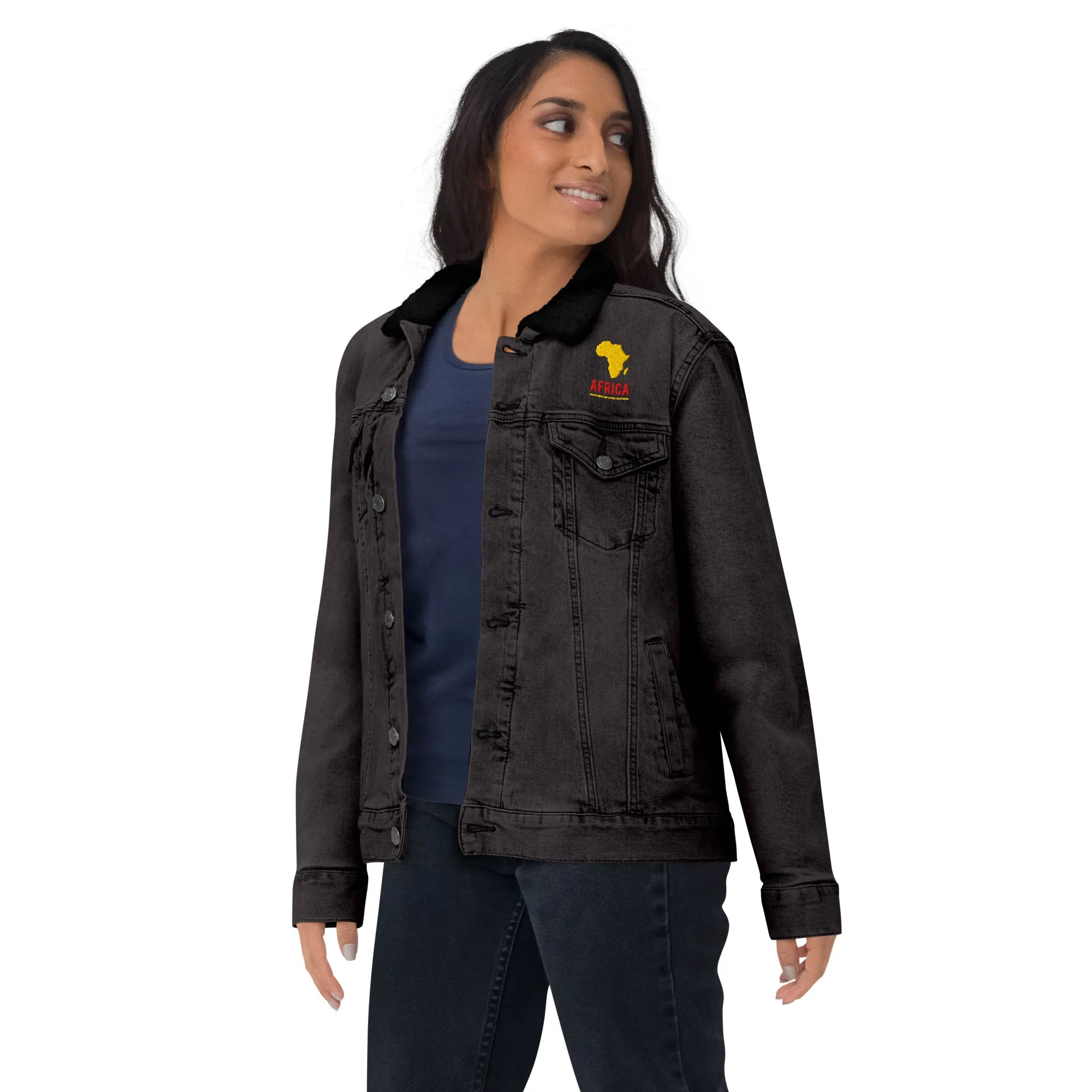 AFRICA - MOTHER OF CIVILIZATION Unisex Denim Sherpa Jacket