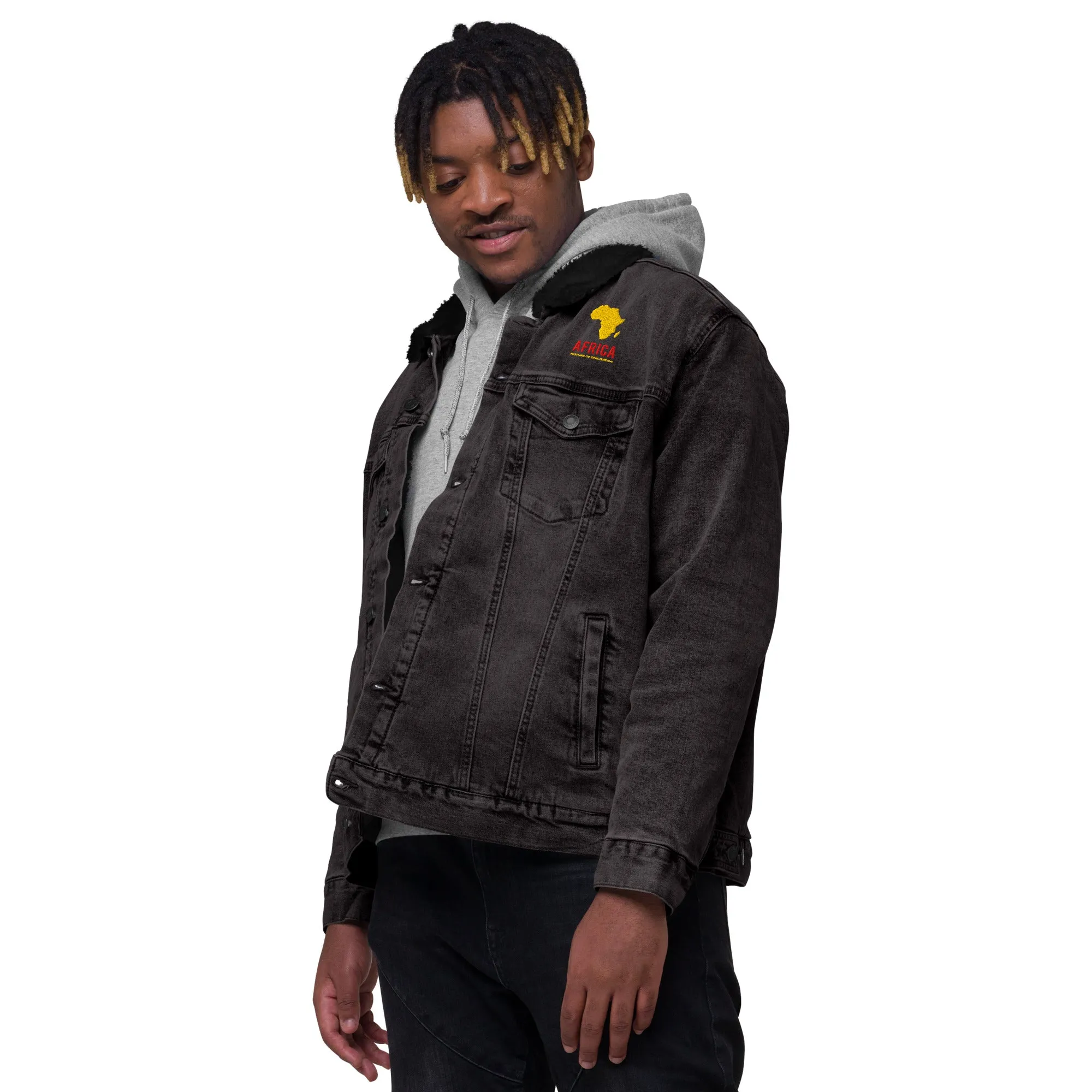 AFRICA - MOTHER OF CIVILIZATION Unisex Denim Sherpa Jacket