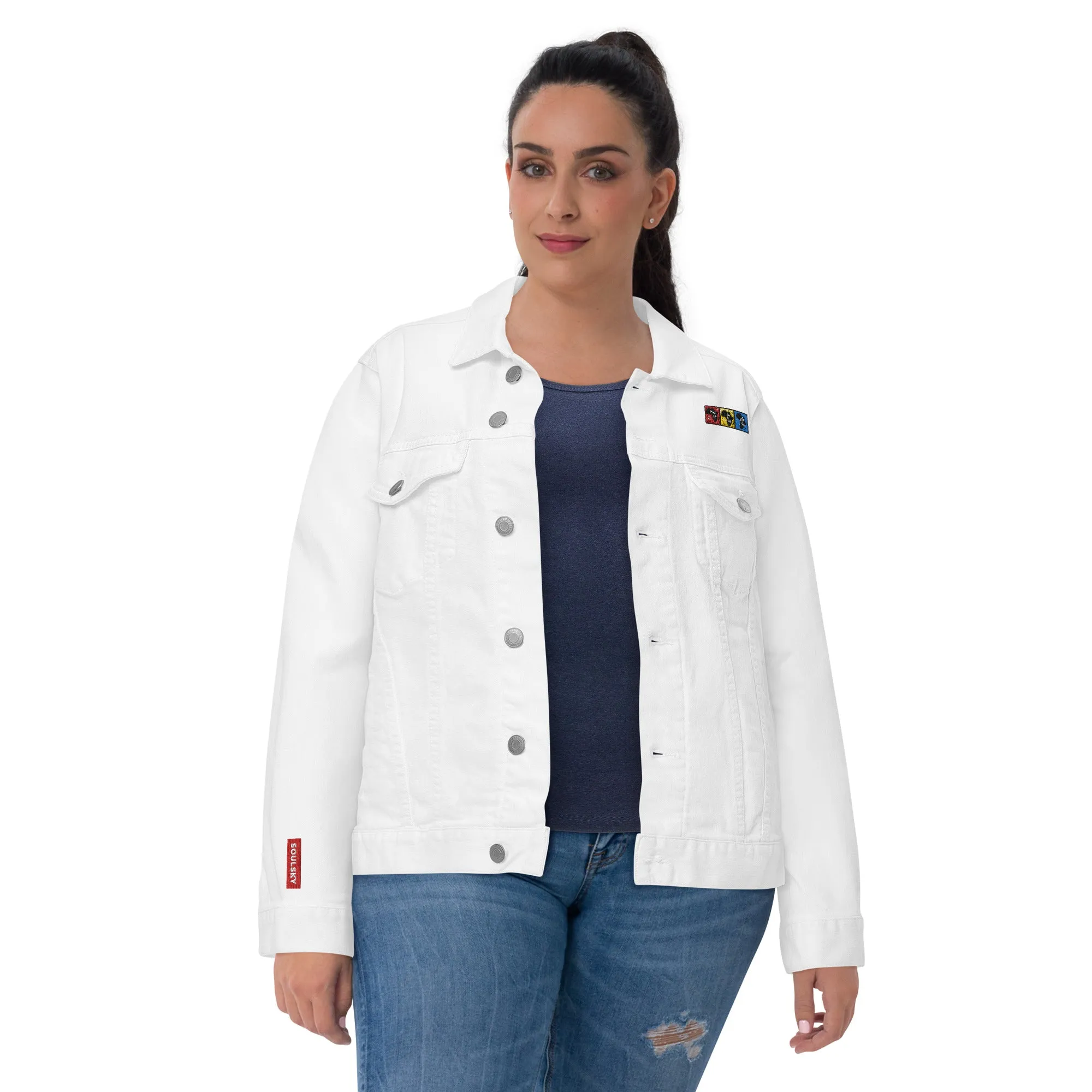 AFRICA PRIMARY Unisex Denim Jacket (White)
