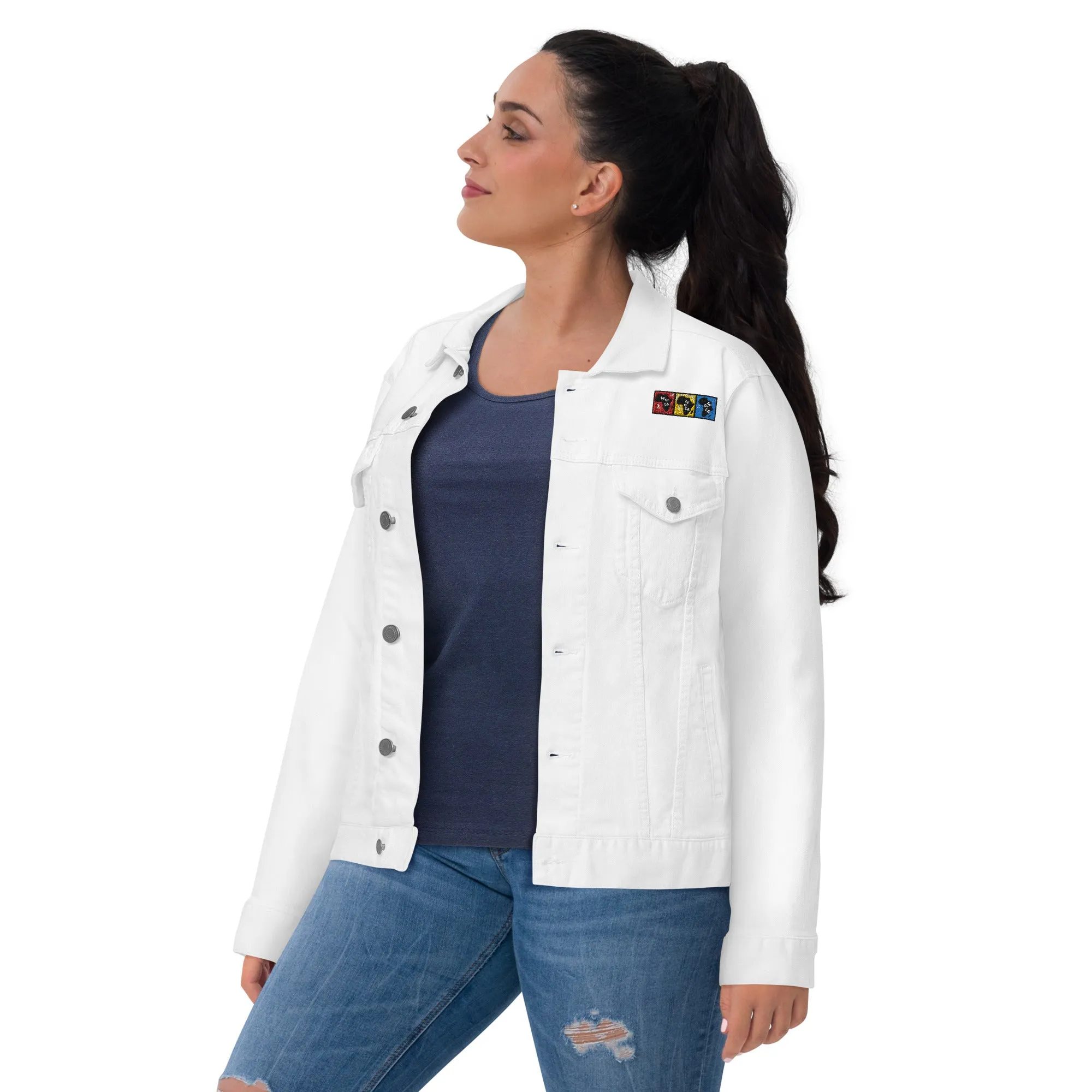 AFRICA PRIMARY Unisex Denim Jacket (White)