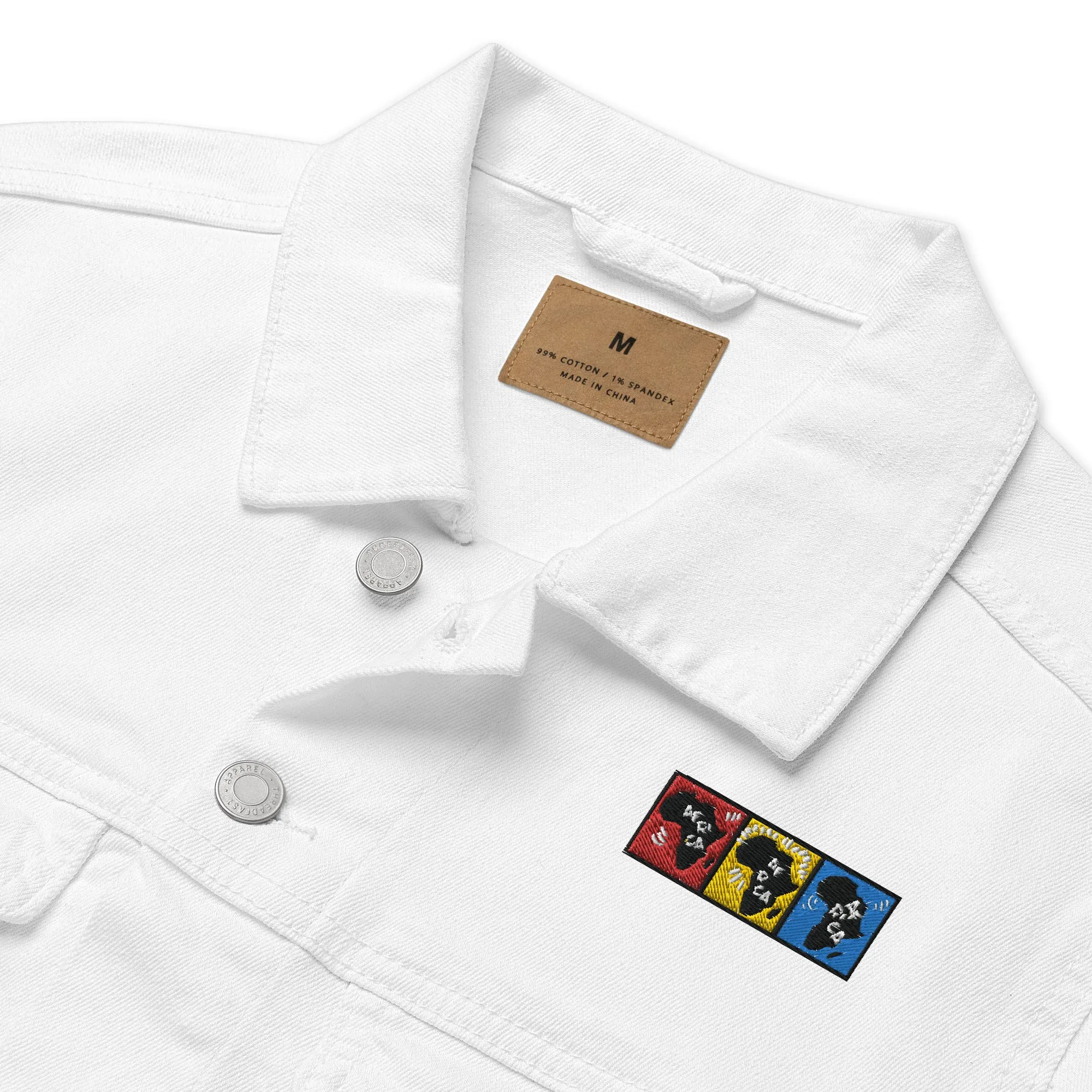 AFRICA PRIMARY Unisex Denim Jacket (White)