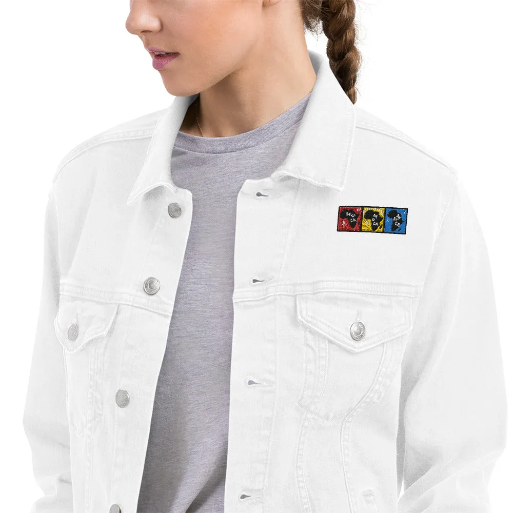 AFRICA PRIMARY Unisex Denim Jacket (White)