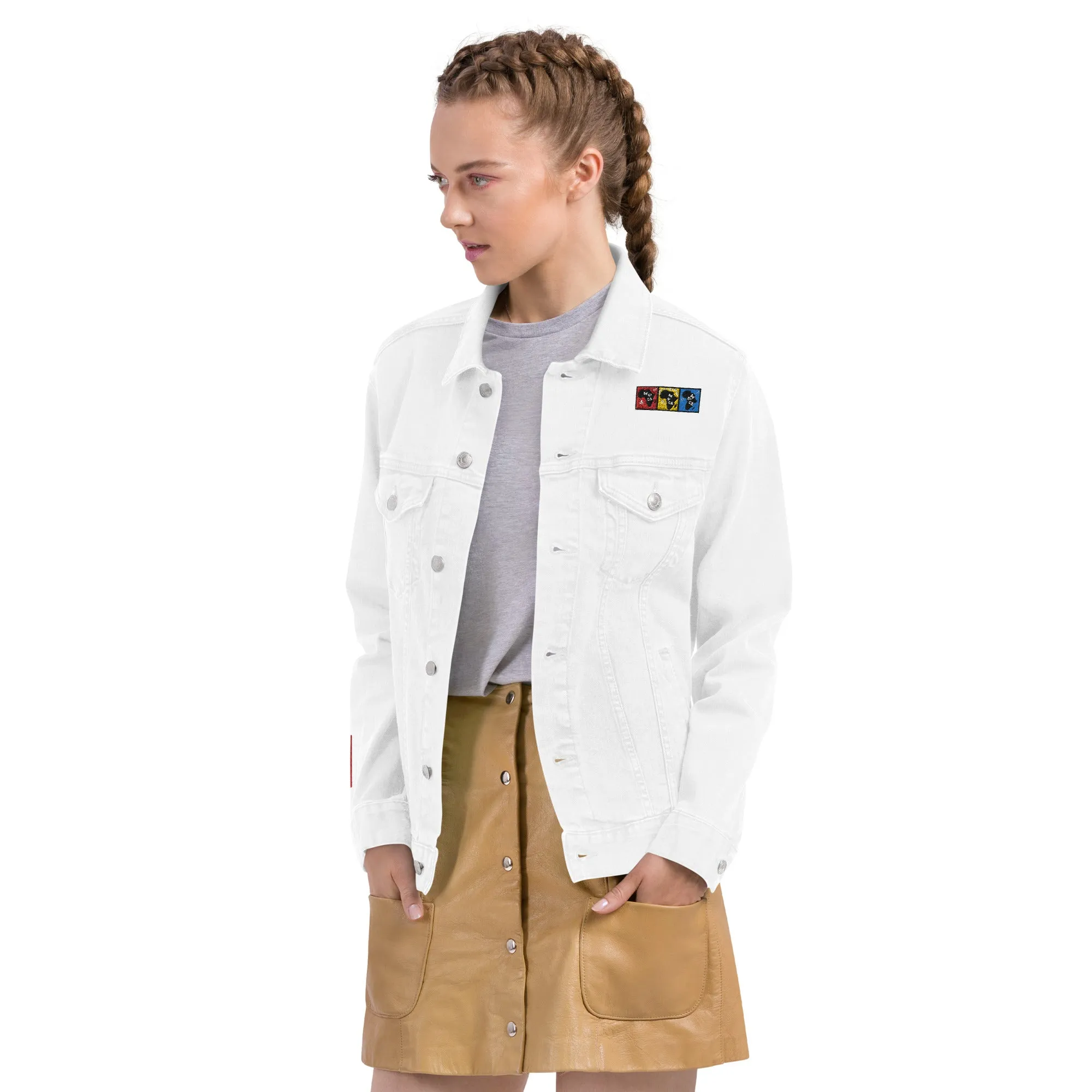 AFRICA PRIMARY Unisex Denim Jacket (White)