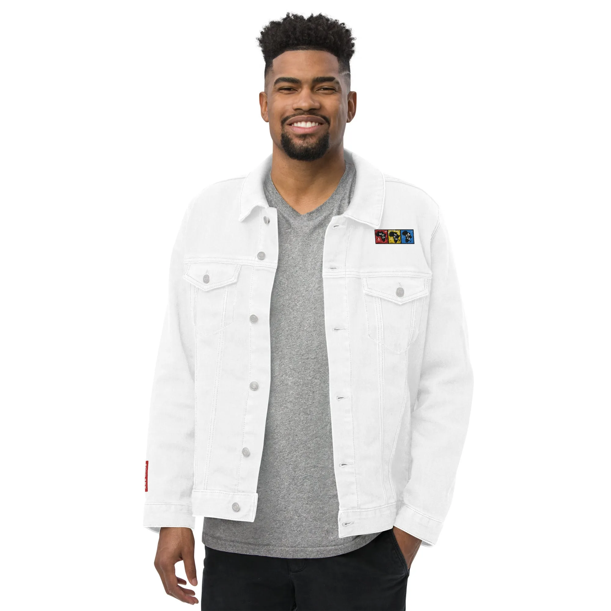 AFRICA PRIMARY Unisex Denim Jacket (White)