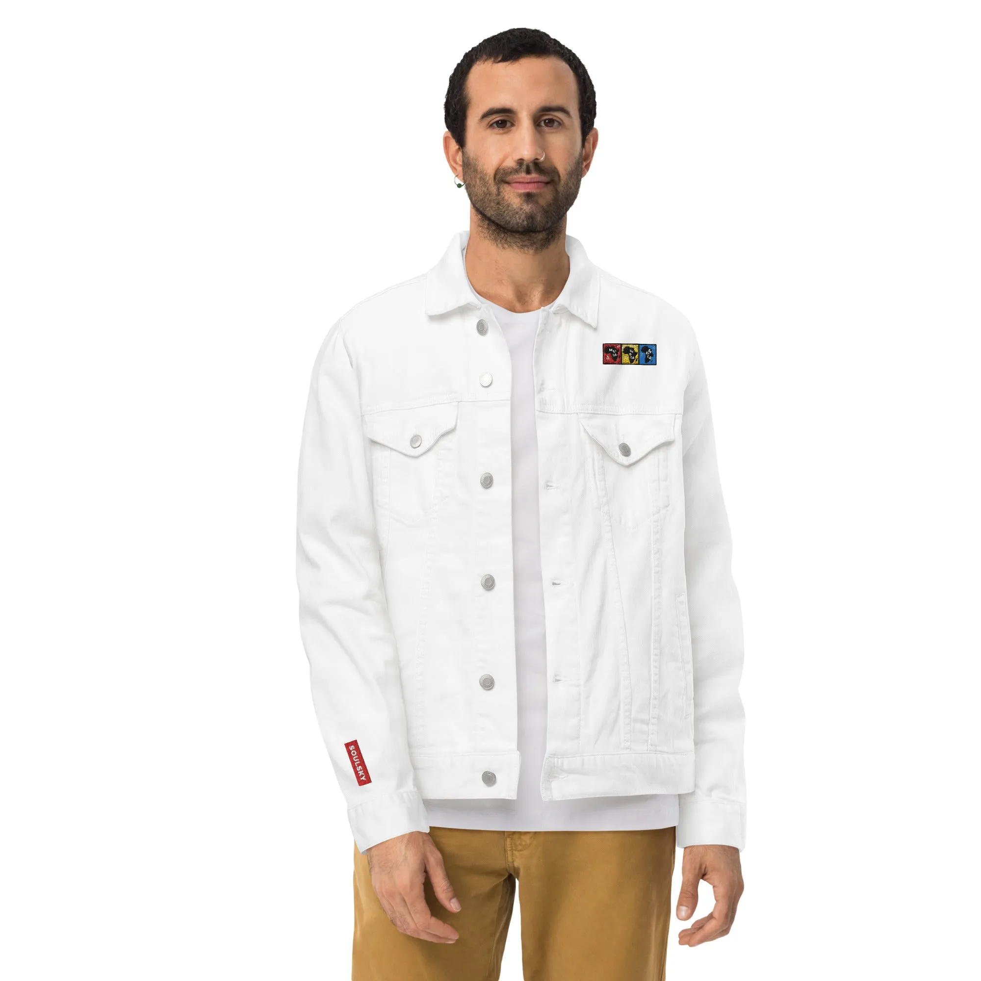 AFRICA PRIMARY Unisex Denim Jacket (White)