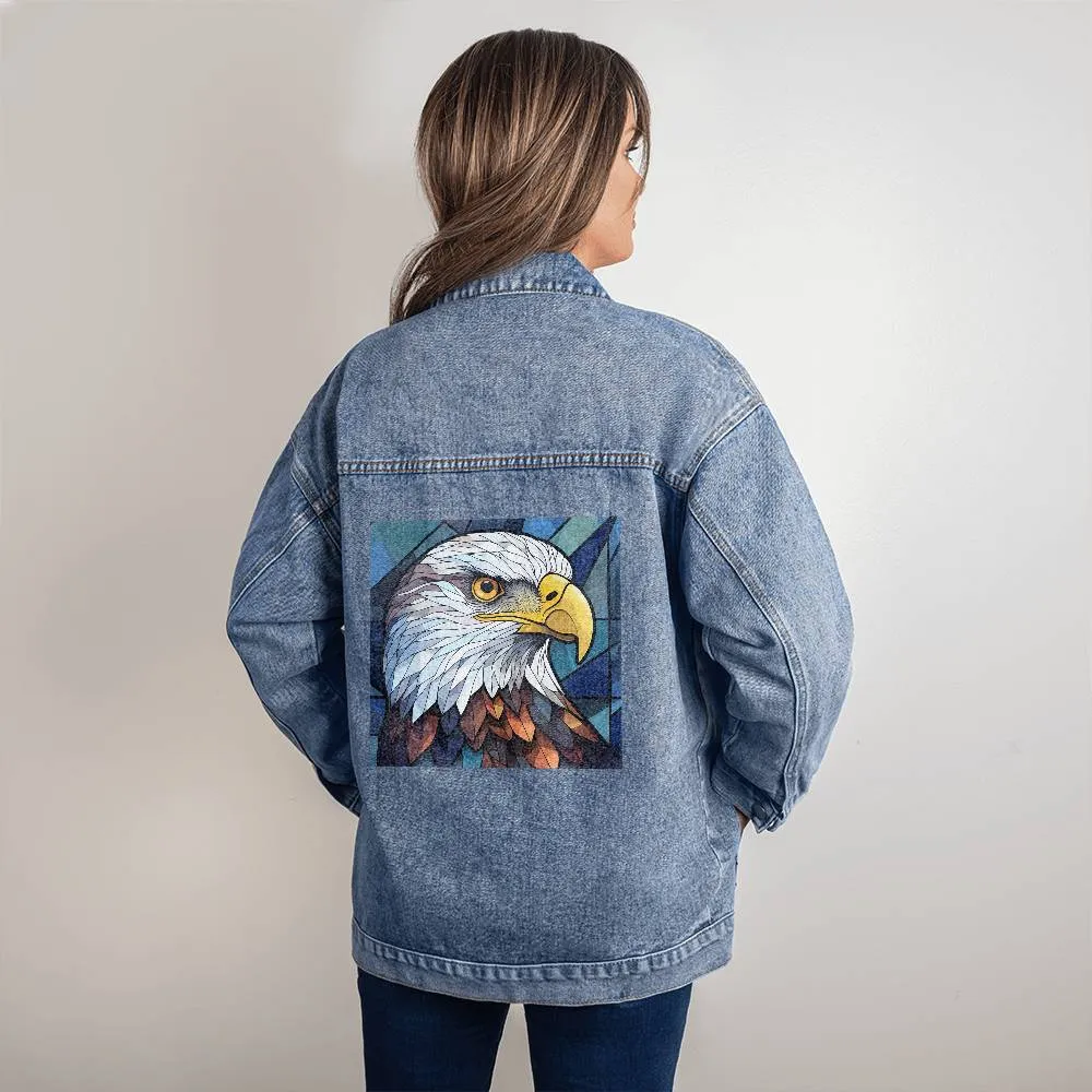 American Bald Eagle Oversized Denim Jacket