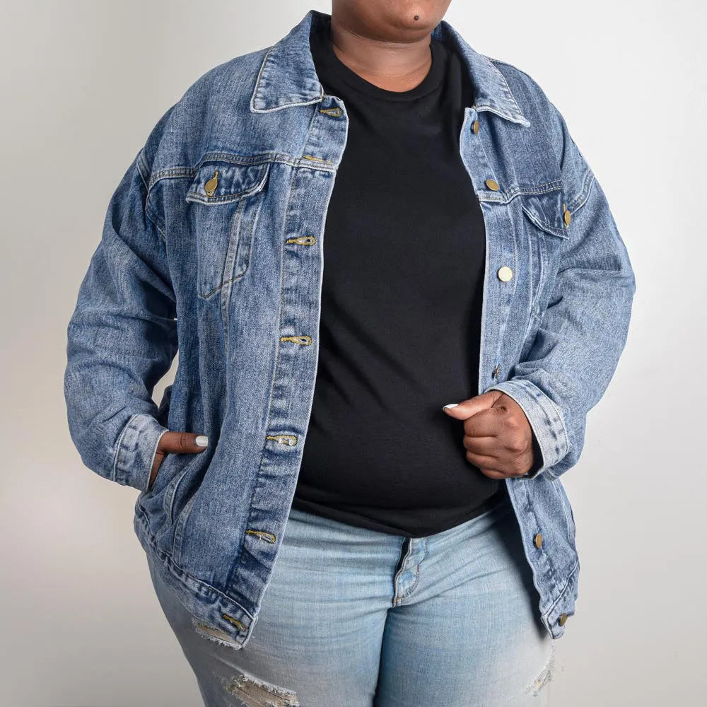 American Bald Eagle Oversized Denim Jacket