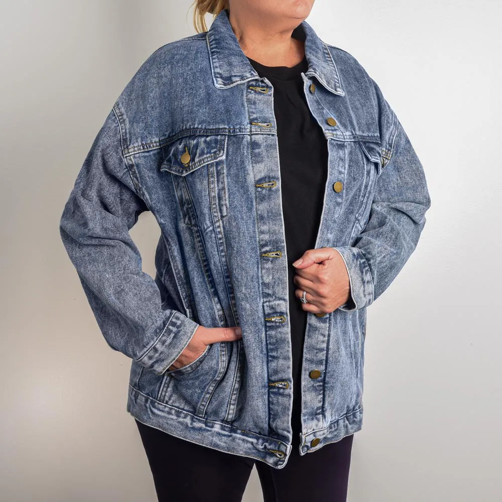 American Bald Eagle Oversized Denim Jacket