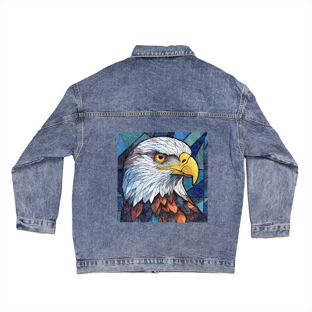 American Bald Eagle Oversized Denim Jacket