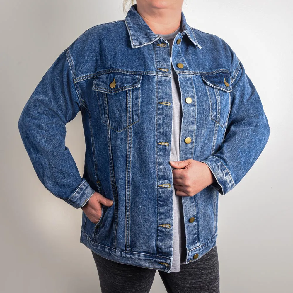 American Bald Eagle Oversized Denim Jacket