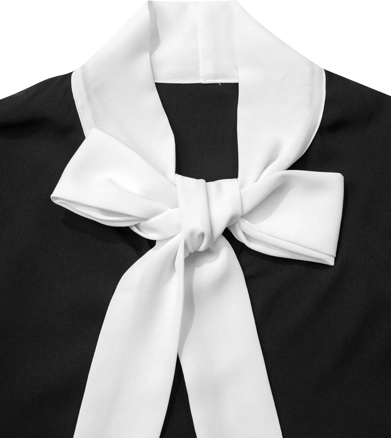 Avanova Women Tie Neck Bishop Long Sleeve Shirts Casual Work Blouses Tops