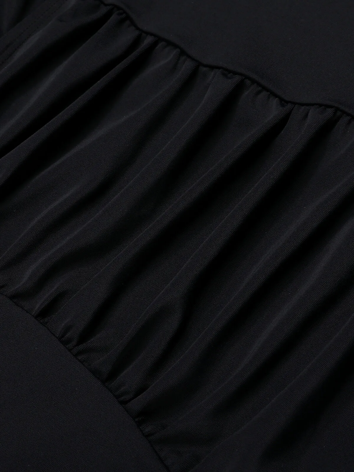 Black 1970s Solid Cutout One-Piece Swimsuit