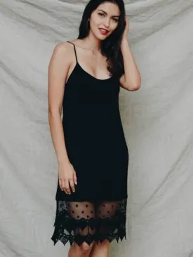 Black Lace Trim Slip Dress