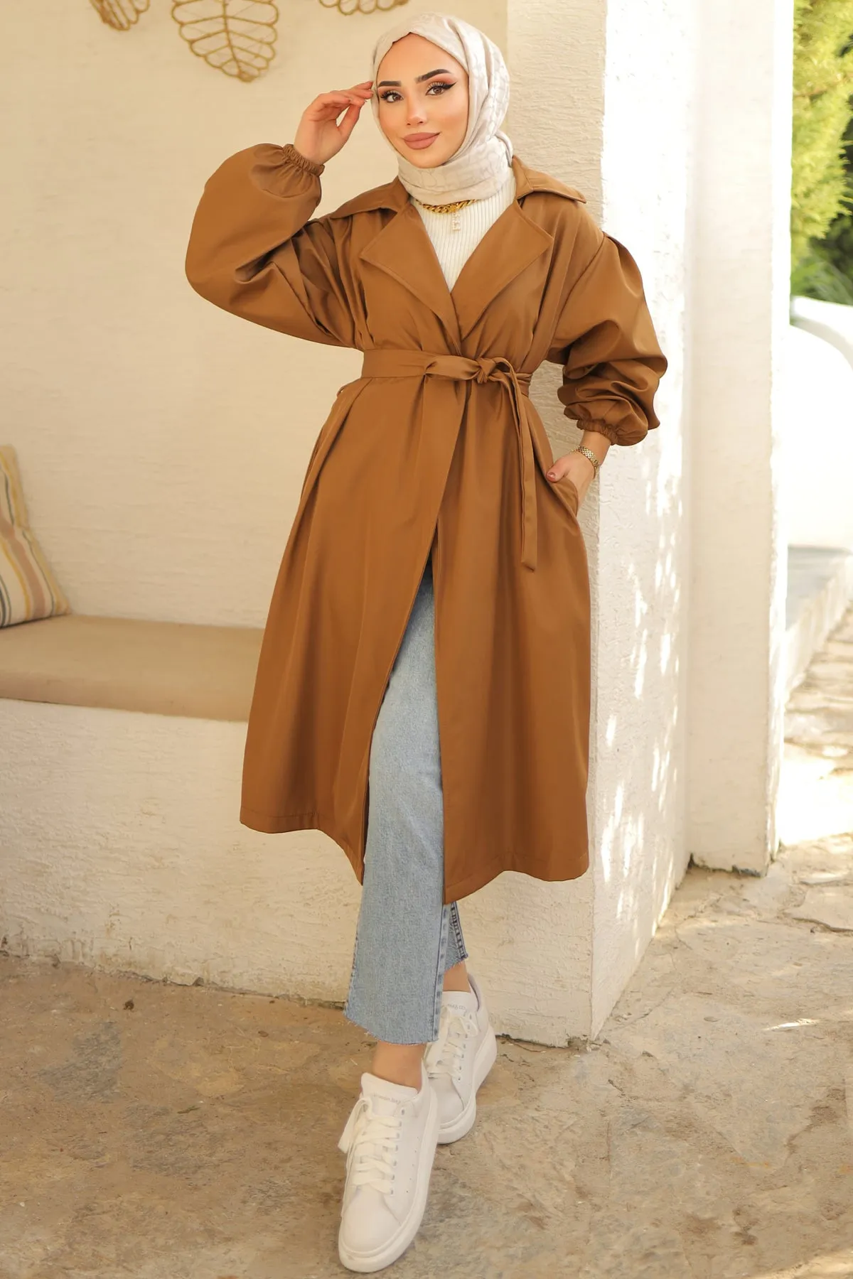 BNG Women Belted Trench Coat Tan - Clermont