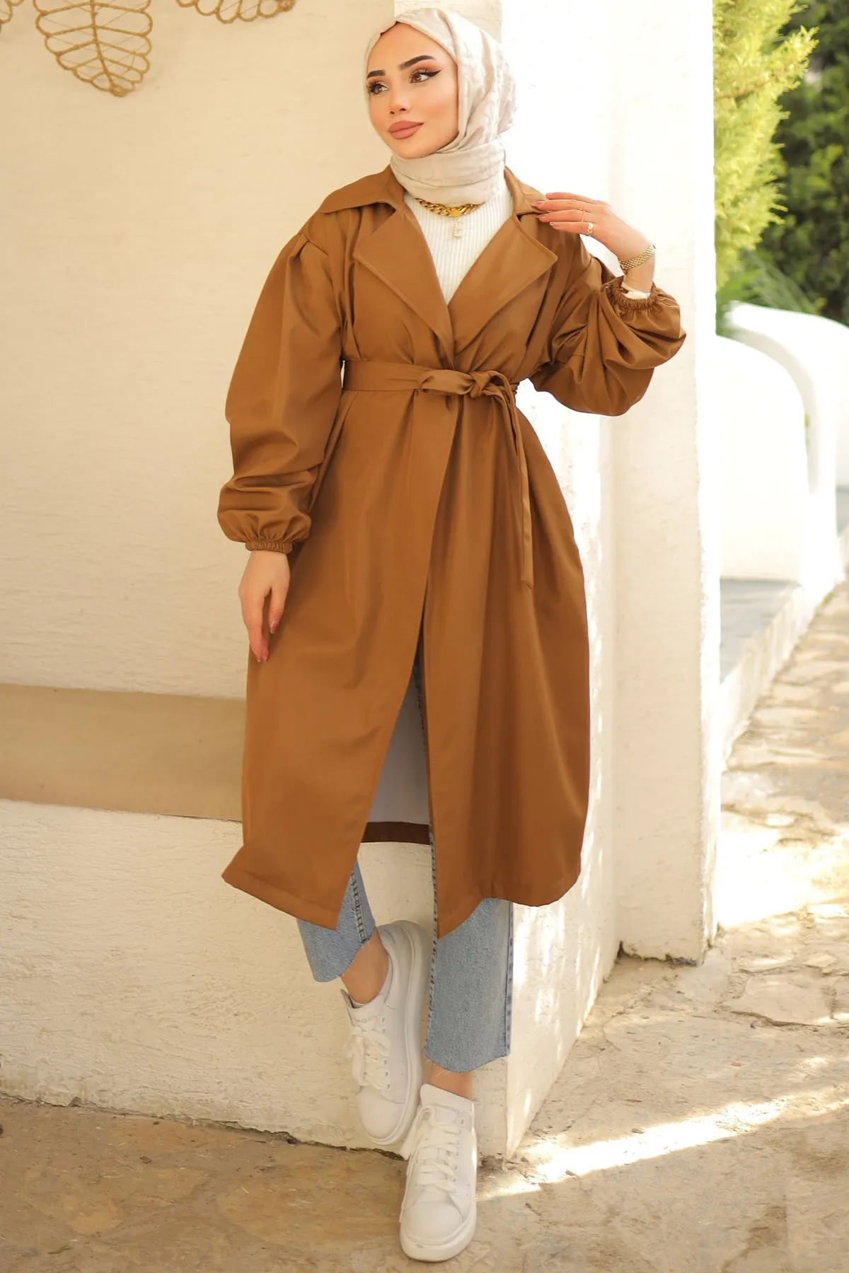 BNG Women Belted Trench Coat Tan - Clermont