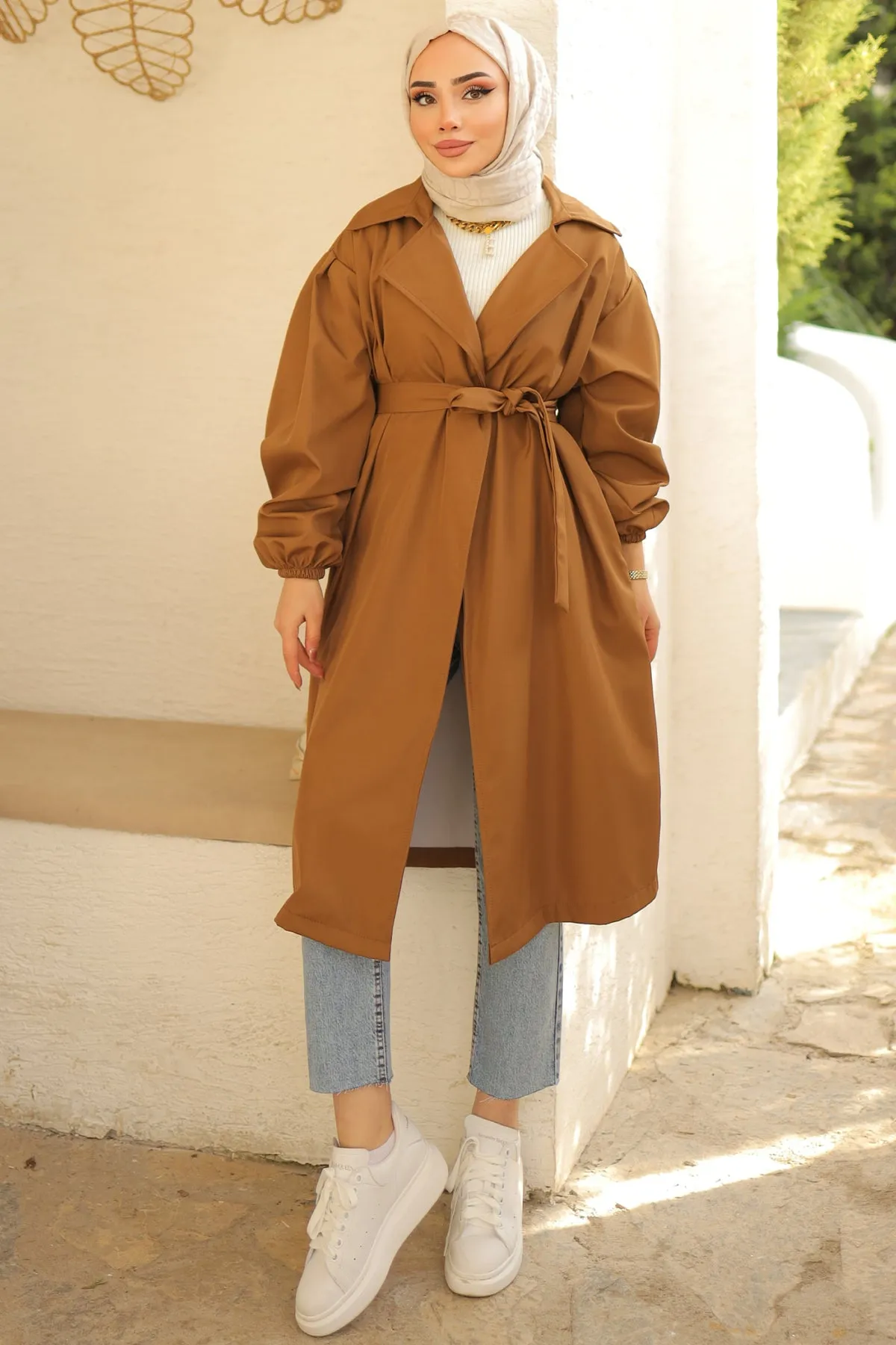 BNG Women Belted Trench Coat Tan - Clermont