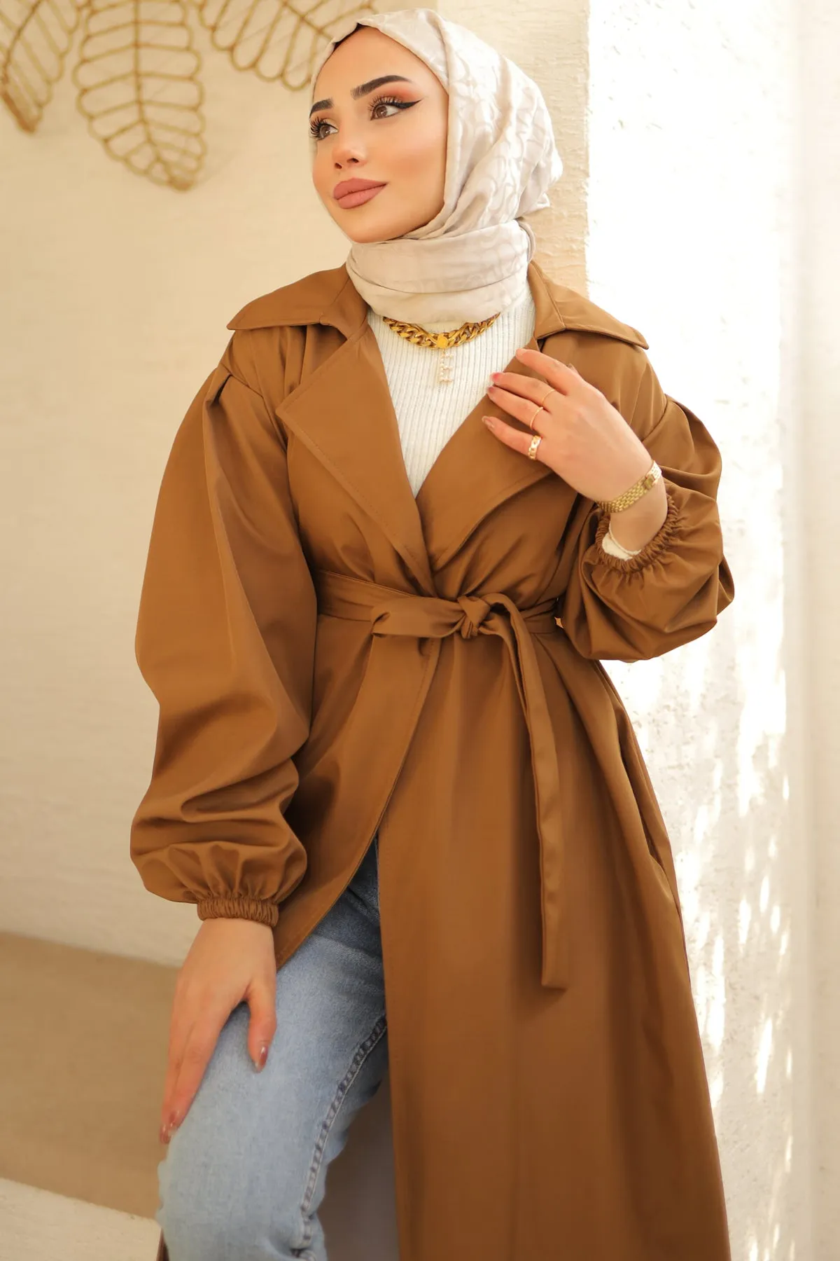 BNG Women Belted Trench Coat Tan - Clermont
