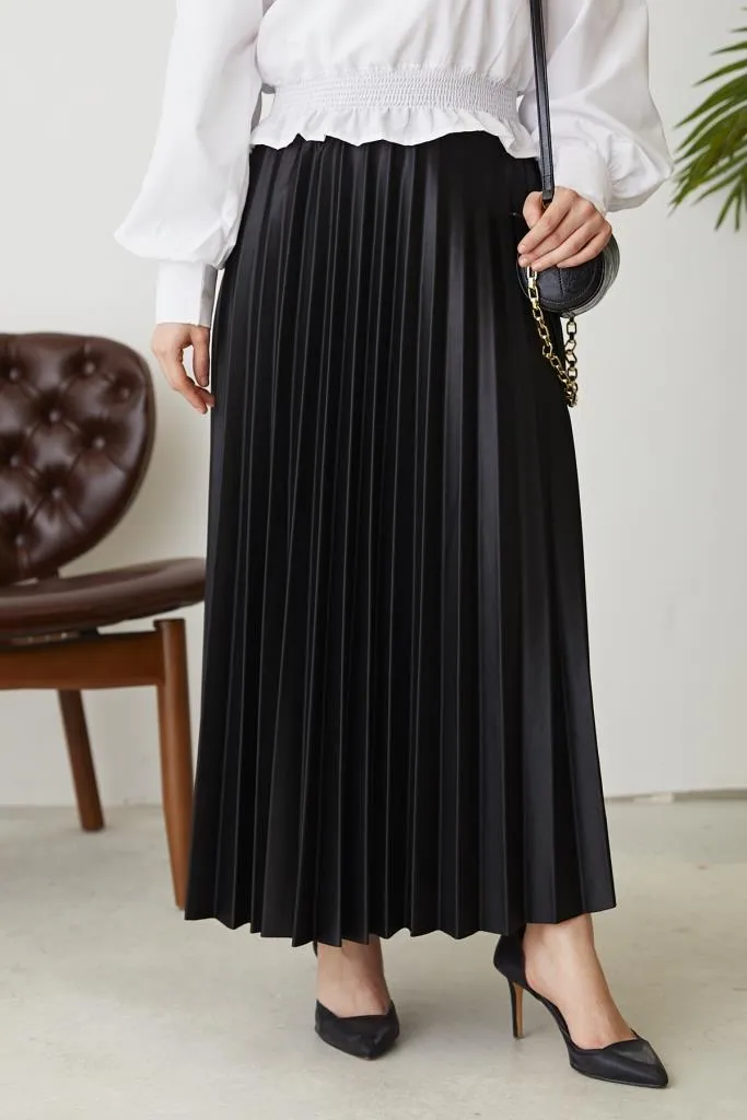 BNG Women Black Elasticated Pleated Hijab Skirt - Clermont