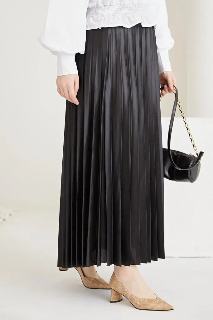 BNG Women Black Elasticated Pleated Hijab Skirt - Clermont