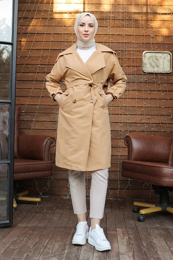 BNG Women Wide Collar Trench Coat Camel - Clermont