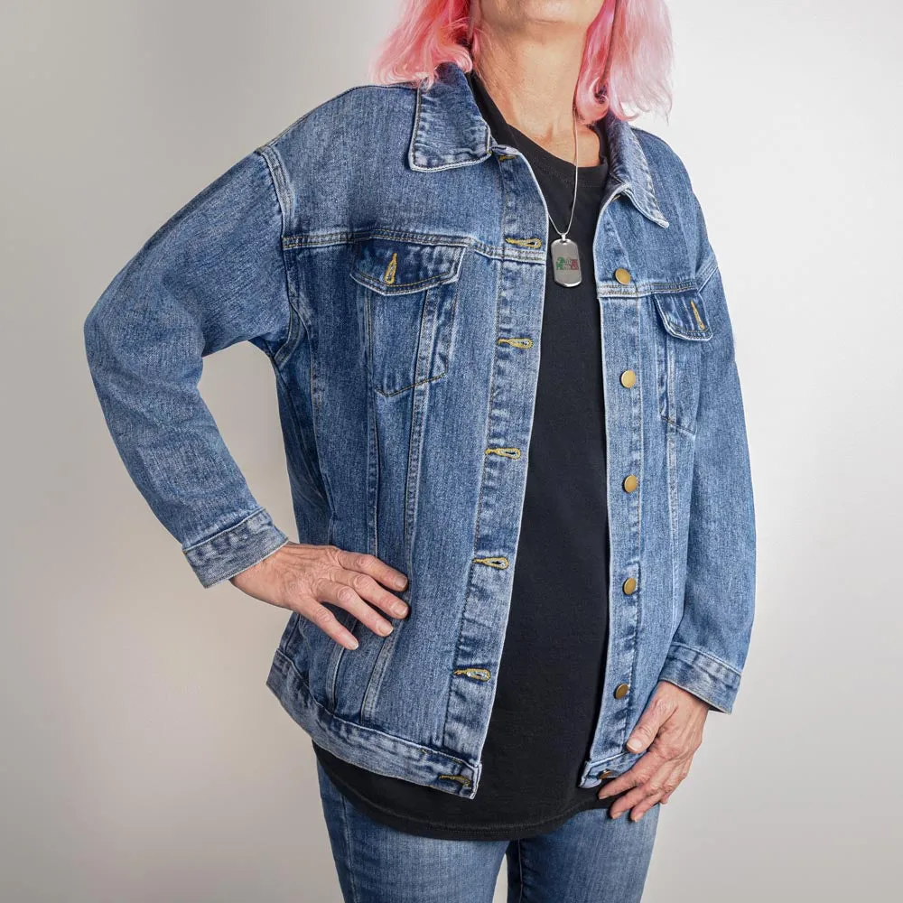 Book Lover Oversized Denim Jacket