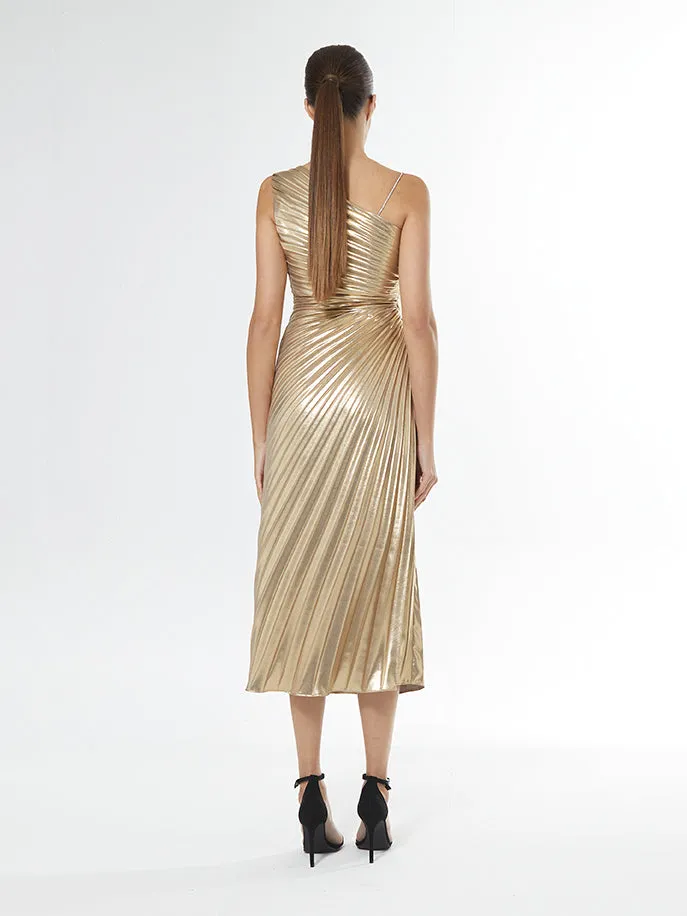 Carla ruiz  Gold asymmetric  dress