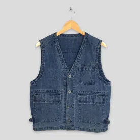 Carven Paris Jeans Indigo Blue Denim Vest Jacket Medium