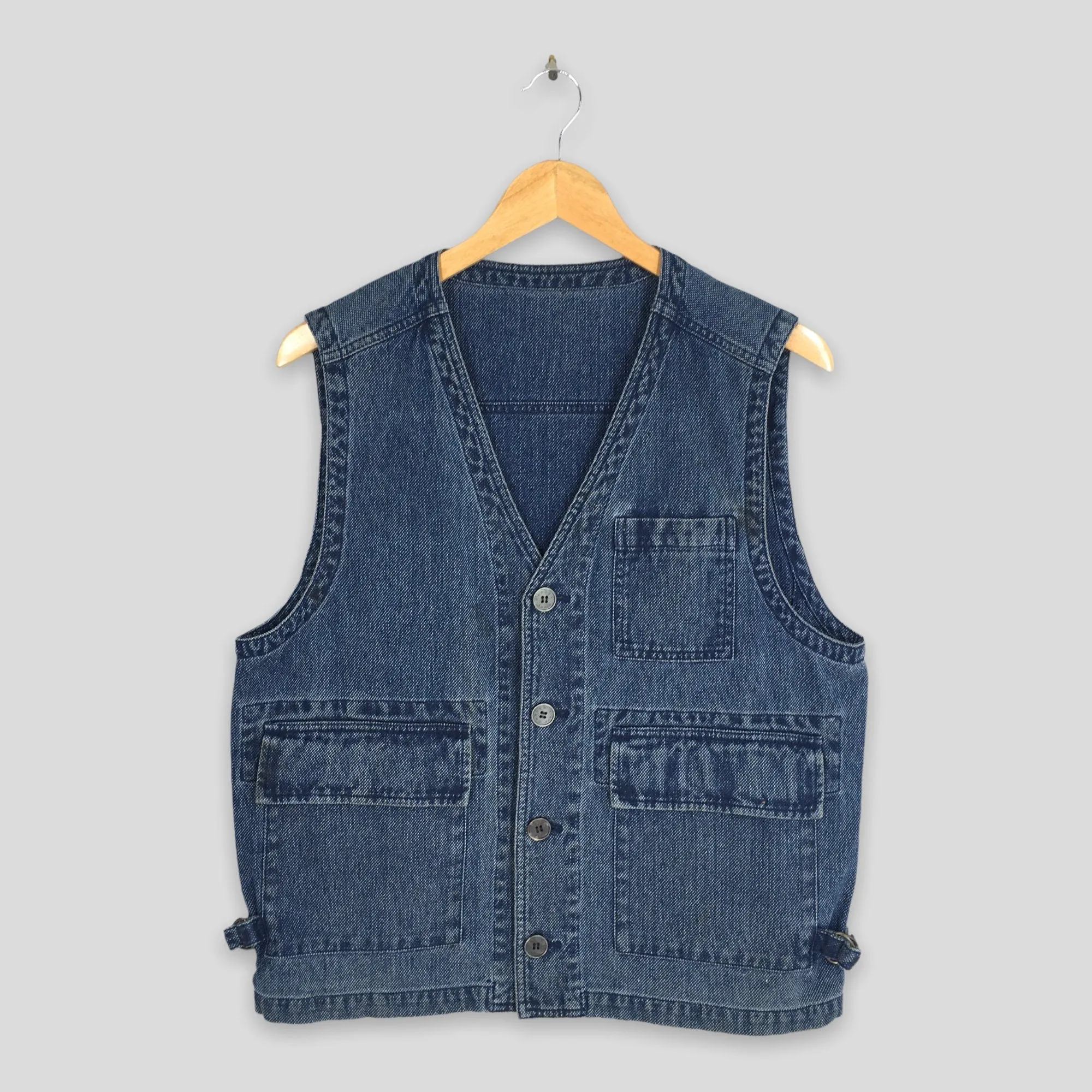 Carven Paris Jeans Indigo Blue Denim Vest Jacket Medium