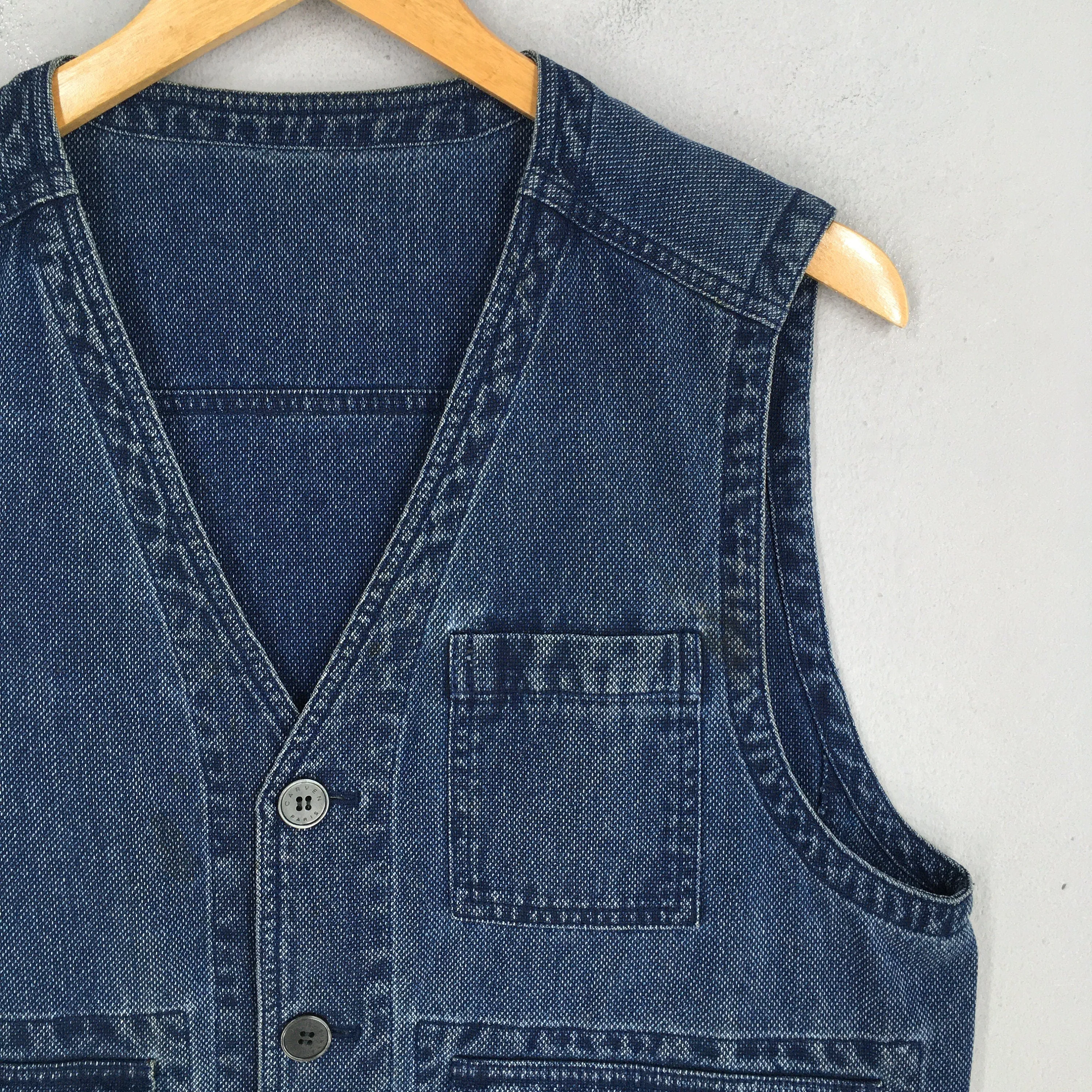 Carven Paris Jeans Indigo Blue Denim Vest Jacket Medium