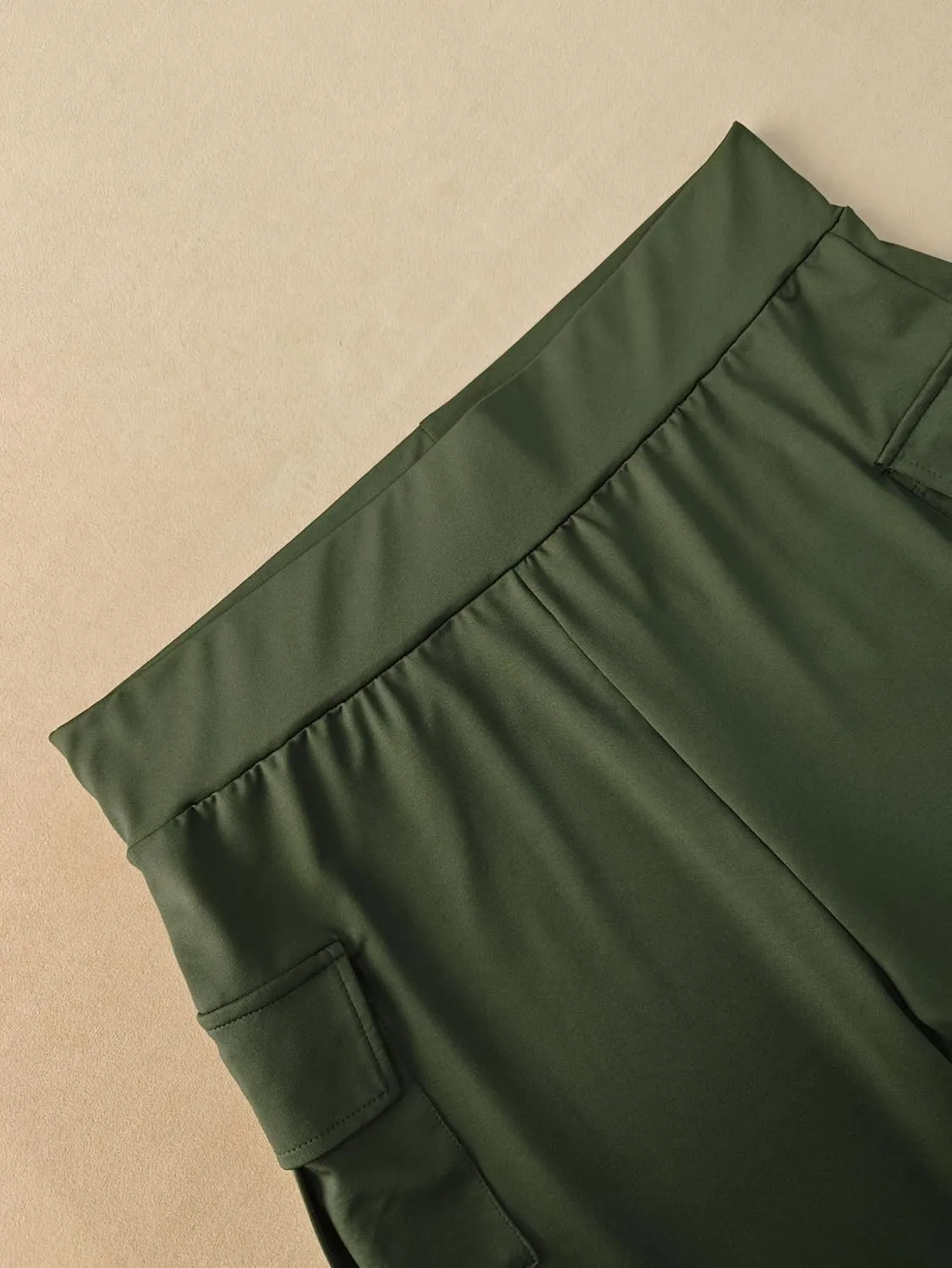 Casual Women's Cargo Pants with Pockets High-Waisted Flared Pants