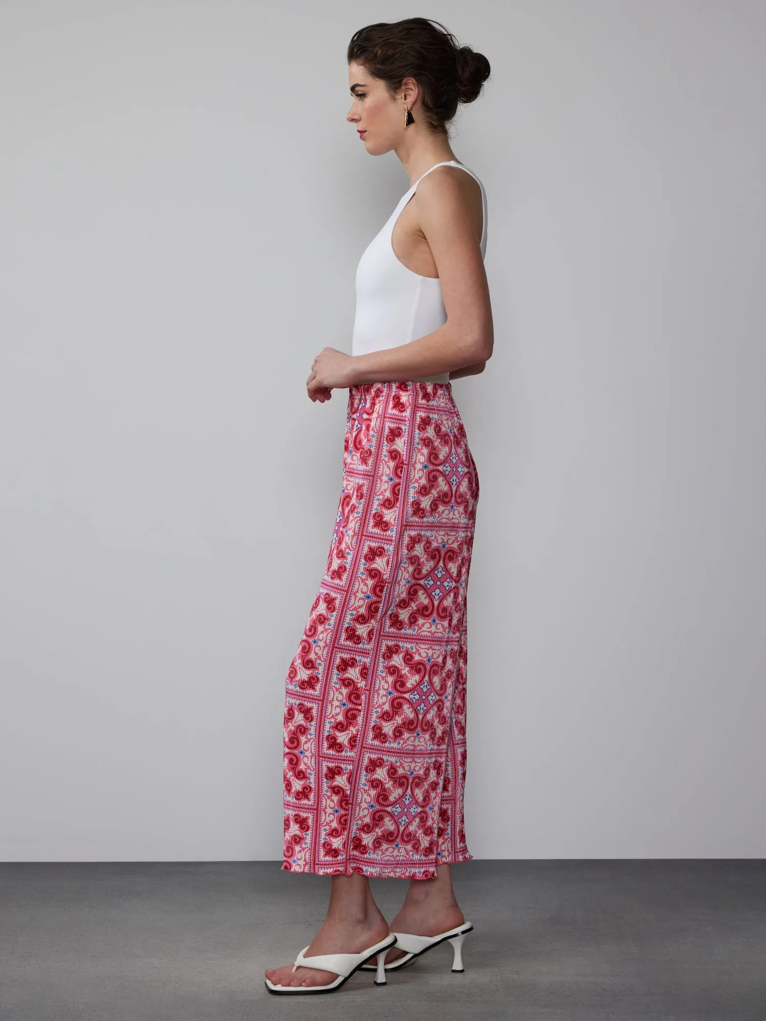 Cropped Plisse Palazzo Pant