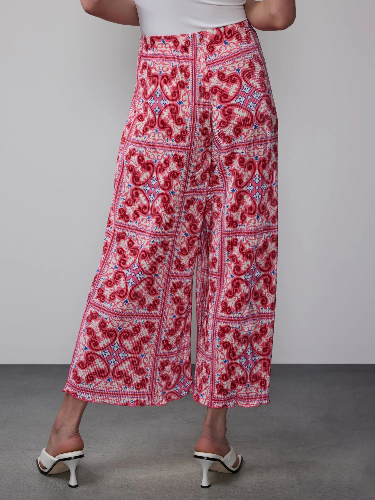 Cropped Plisse Palazzo Pant