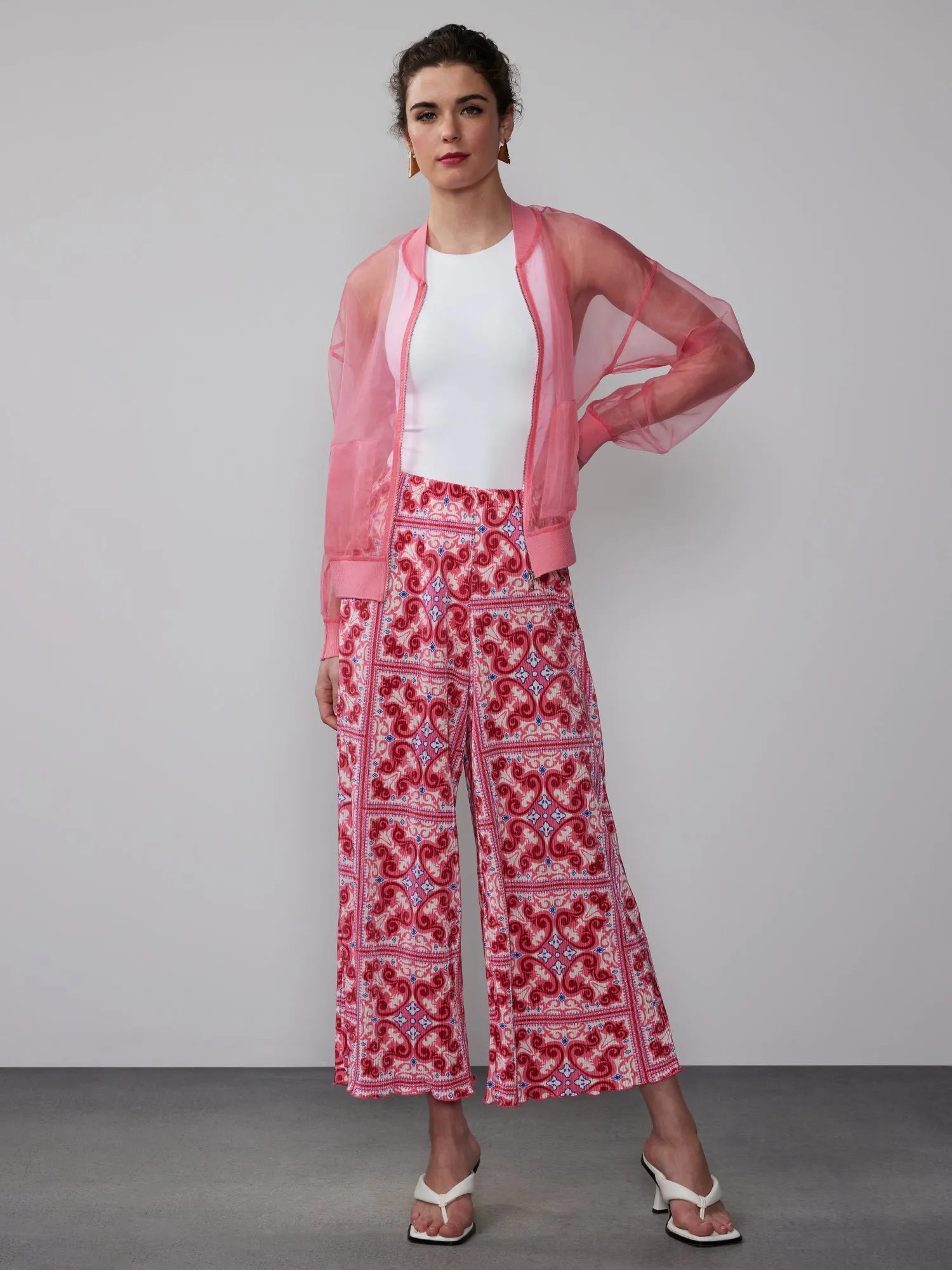 Cropped Plisse Palazzo Pant