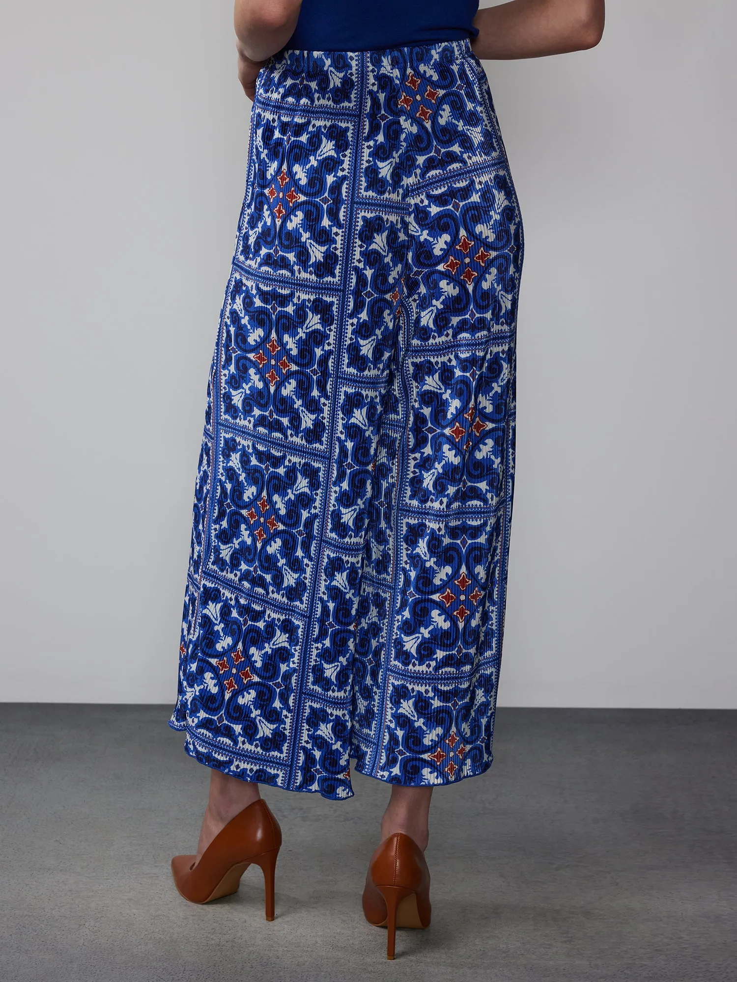Cropped Plisse Palazzo Pant