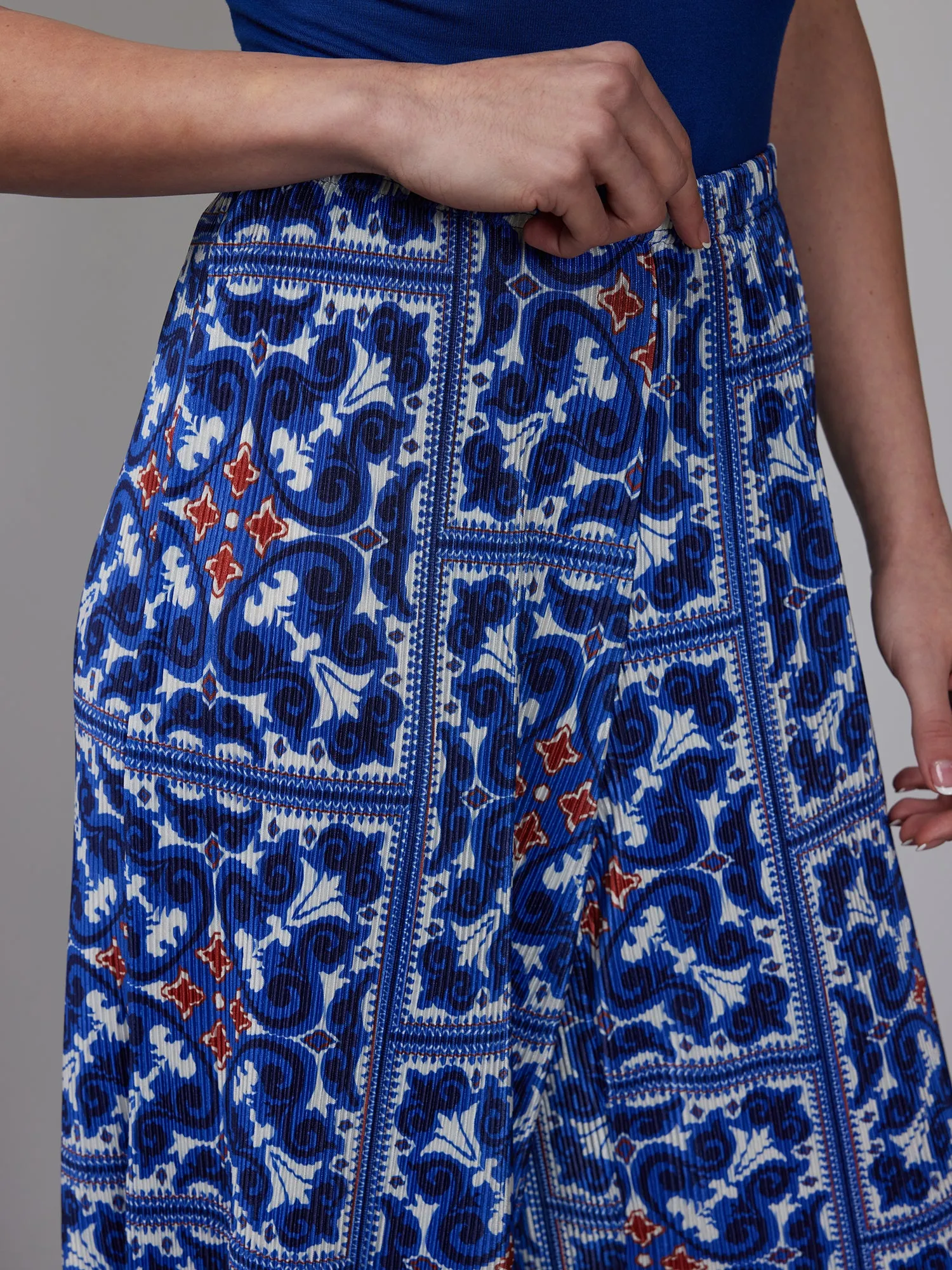 Cropped Plisse Palazzo Pant