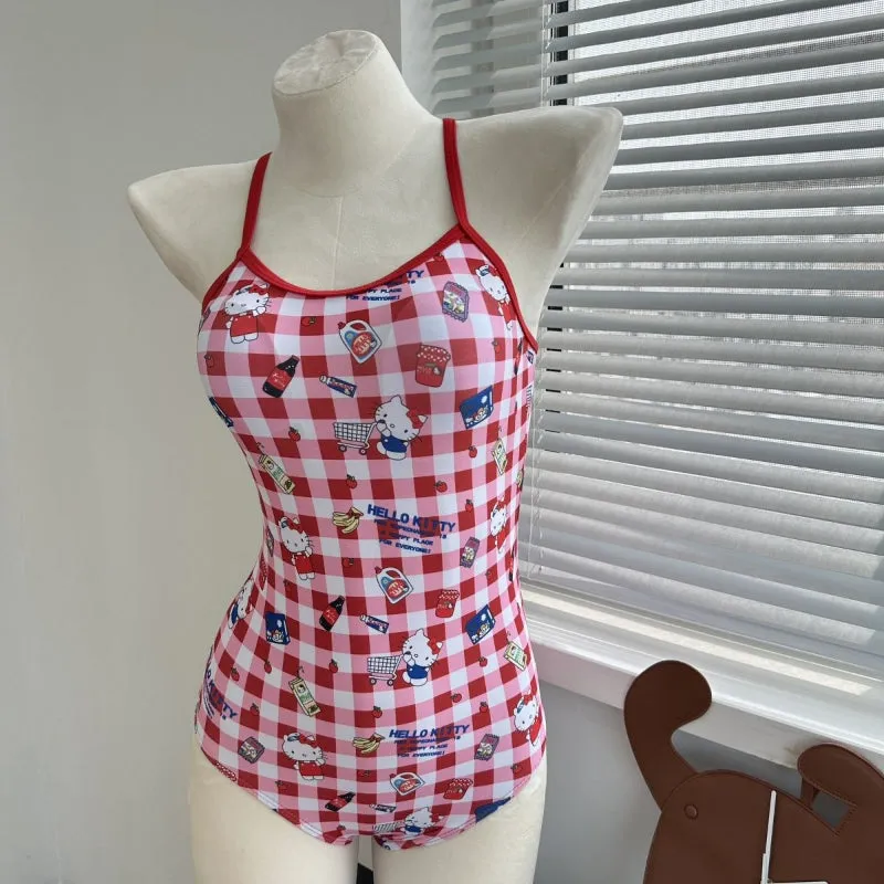 Cute Kitty Plaid Swimsuit KI614