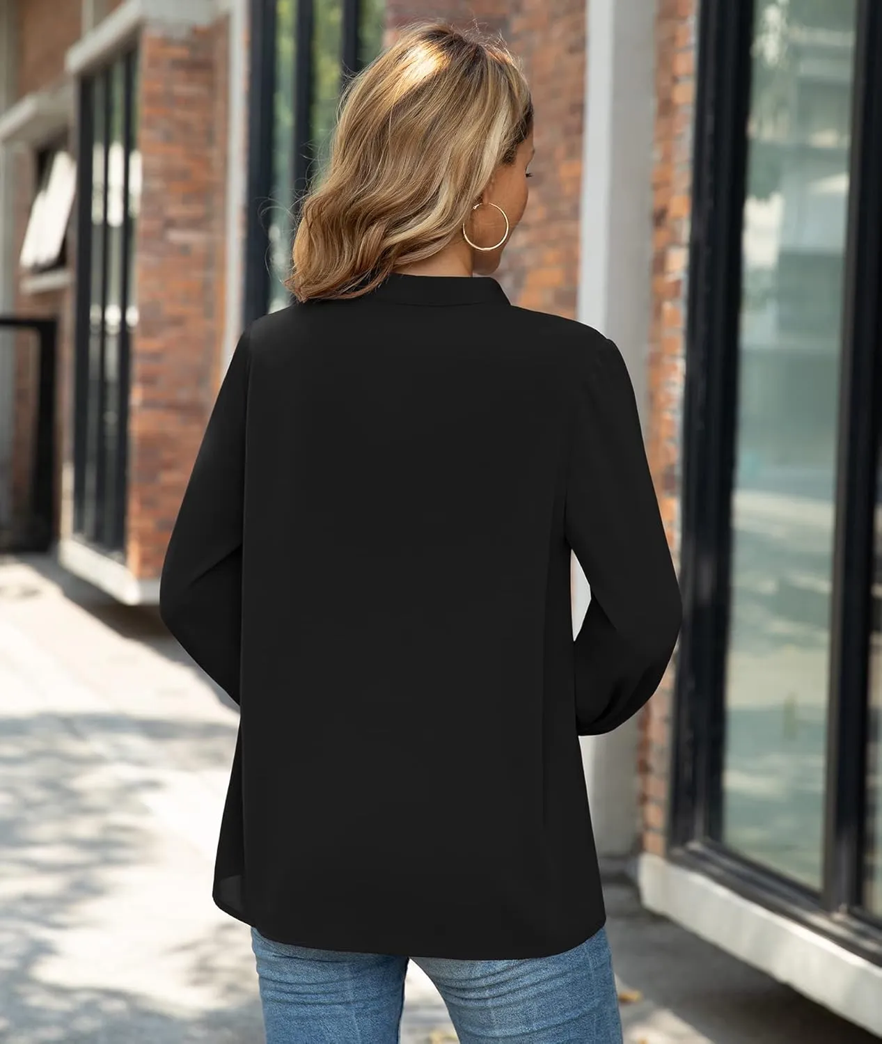 CZYINXIAN Womens Dressy Chiffon Blouse Business Work Casual Tie Neck Shirt Tops
