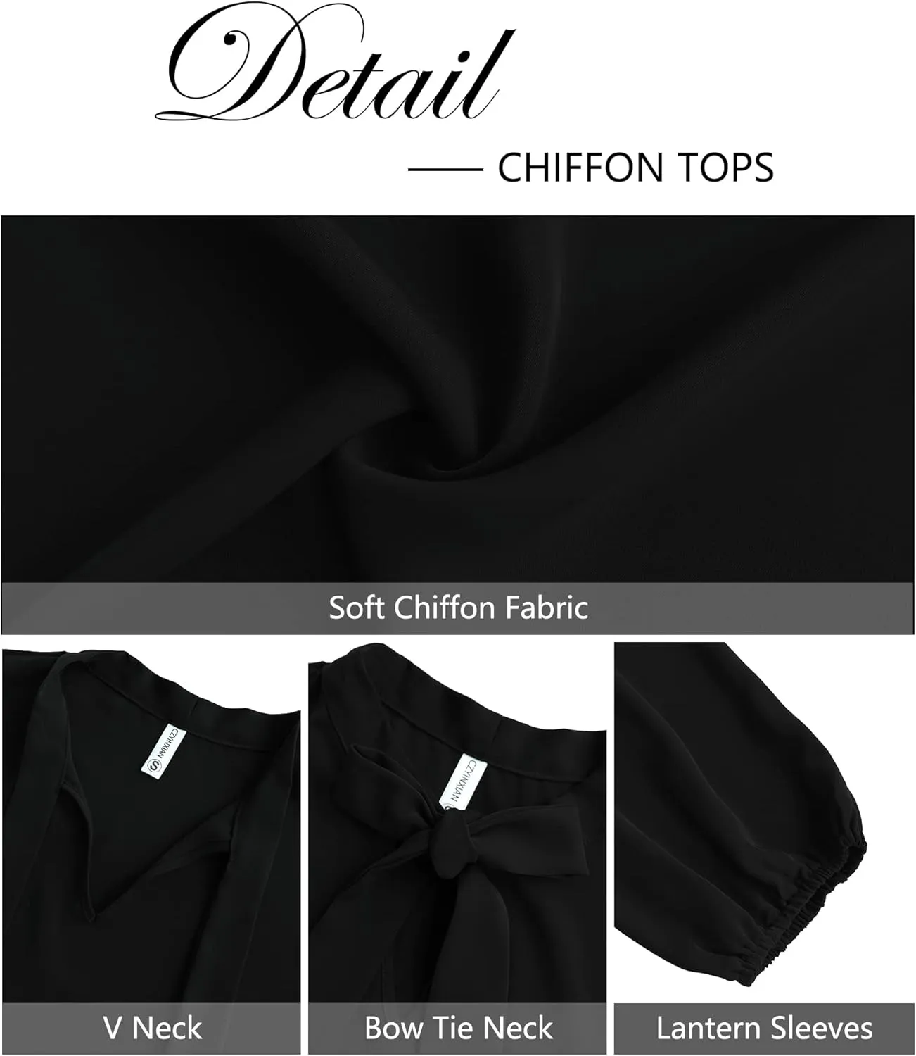 CZYINXIAN Womens Dressy Chiffon Blouse Business Work Casual Tie Neck Shirt Tops