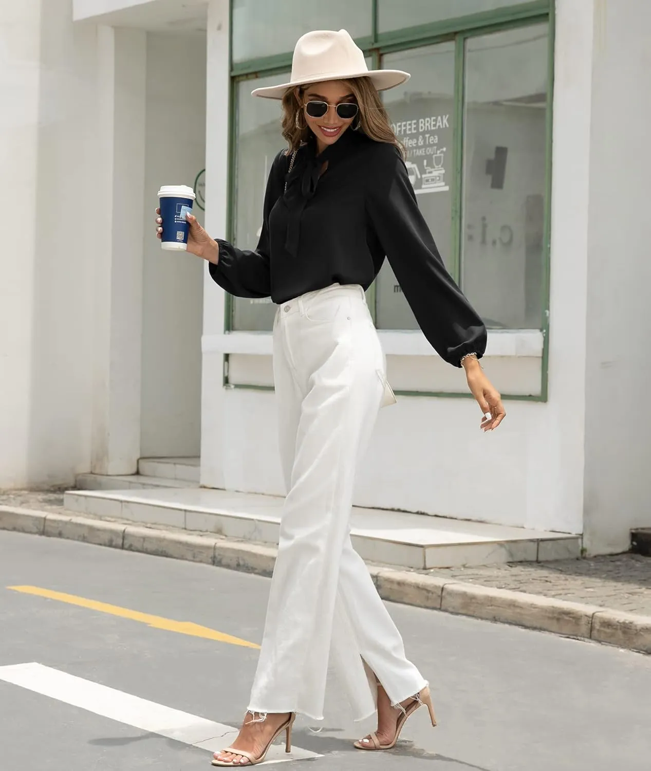 CZYINXIAN Womens Dressy Chiffon Blouse Business Work Casual Tie Neck Shirt Tops