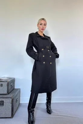 ELS Quilted Trench Coat - Black - Bergamo