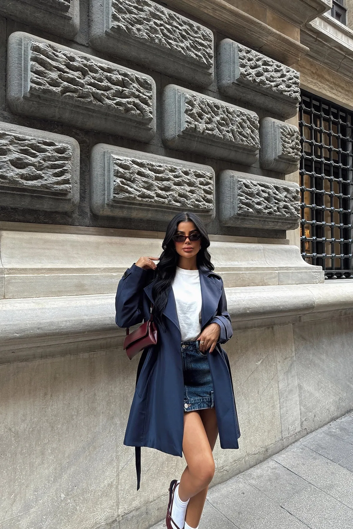 EYY Women Navy Osanna Trench Coat - Troisdorf