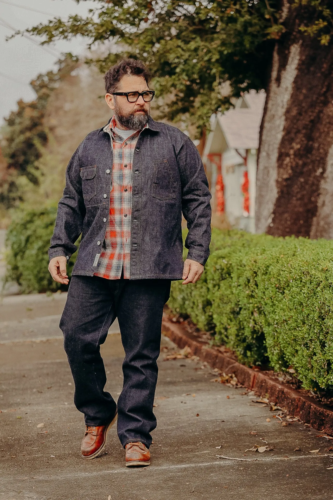 Fiction Romance Work Shirt- Red Twill Check (SC29365)